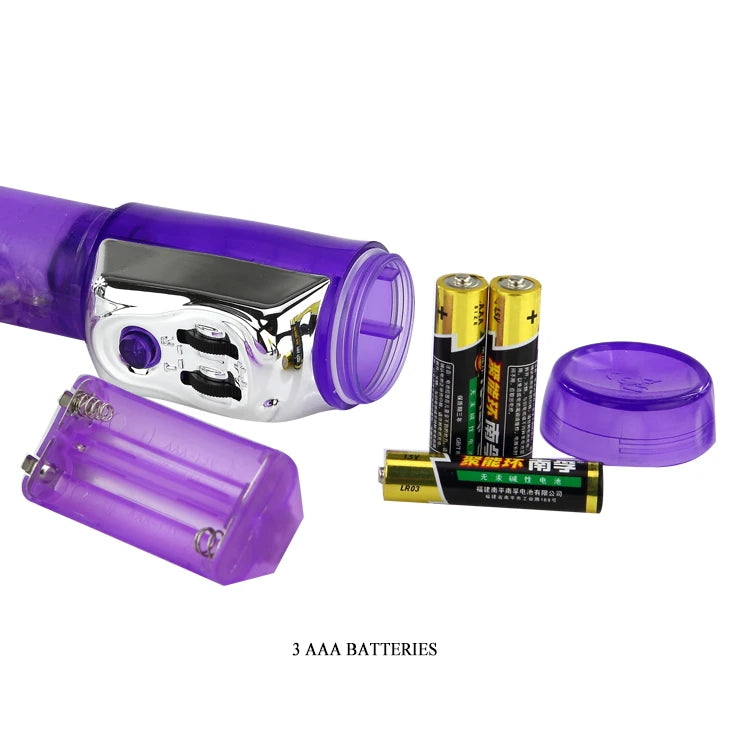 Vibrating and Rotating with Pearls, Multi-speed, Purple