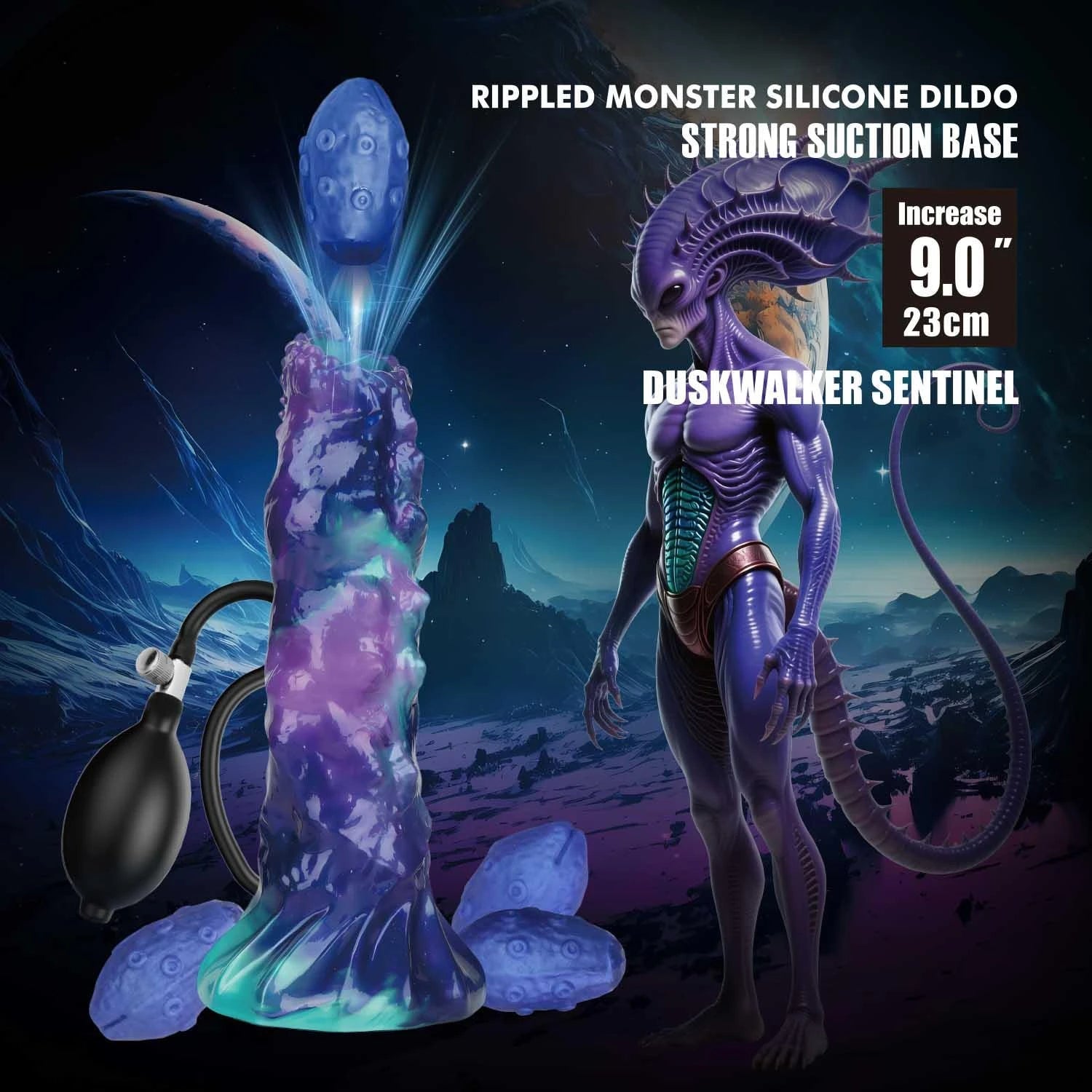 Power Monsters DuskWalker Sentinel – 23 cm de godemichet en silicone « monstre » ondulé