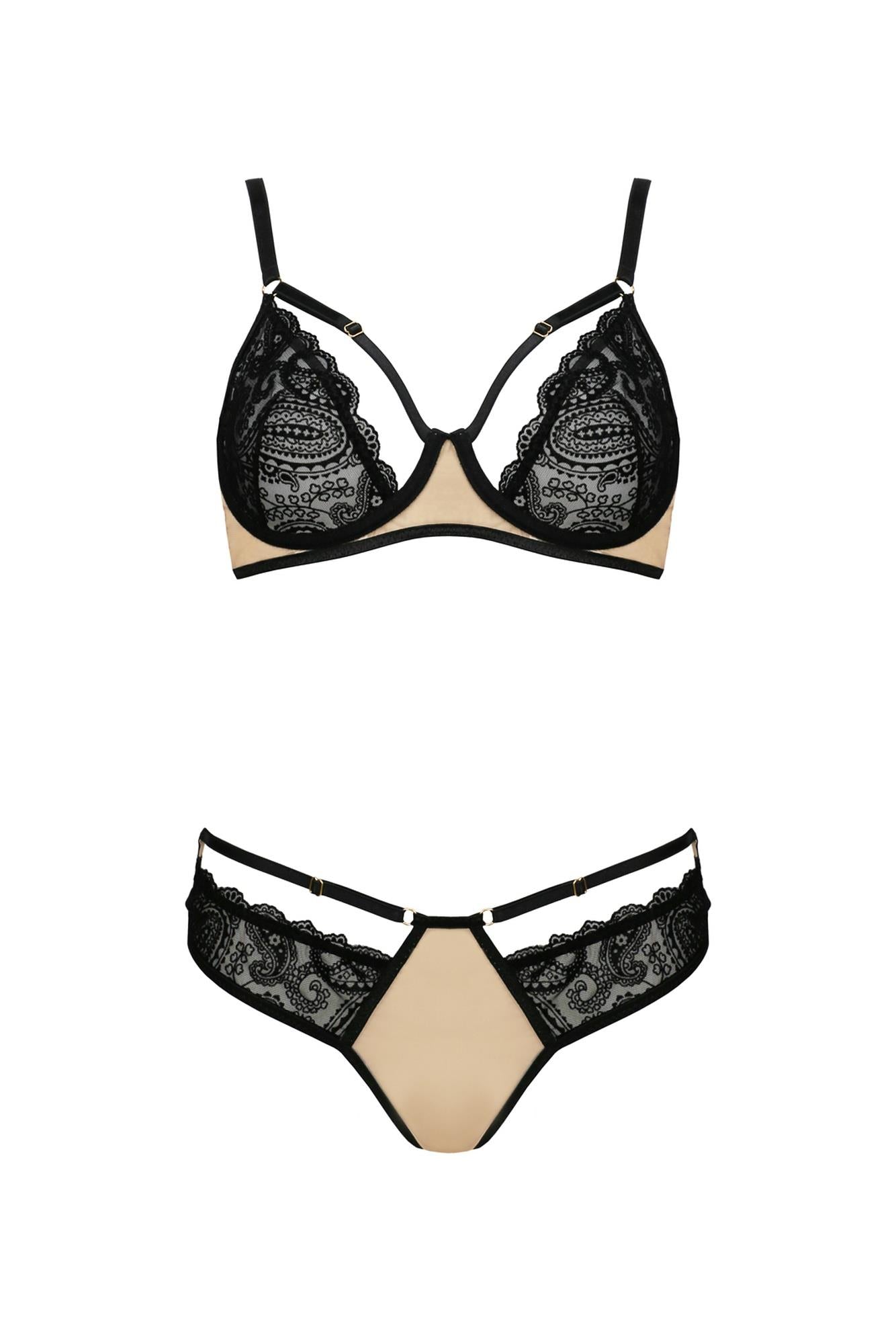 Bielizna-DAISY SET beige L/XL