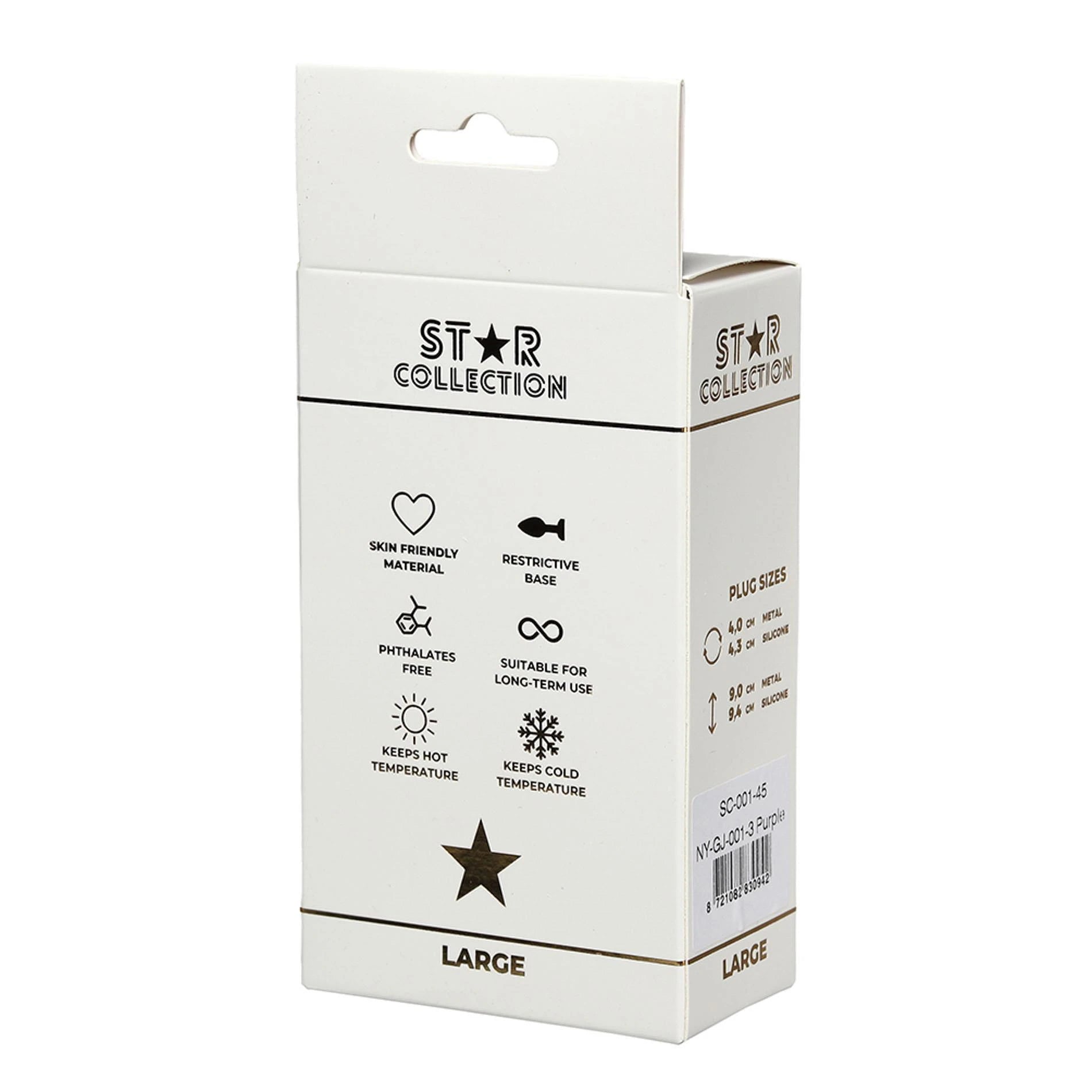 Star Collection - Plug anal en silicone violet L - Pierre rose clair