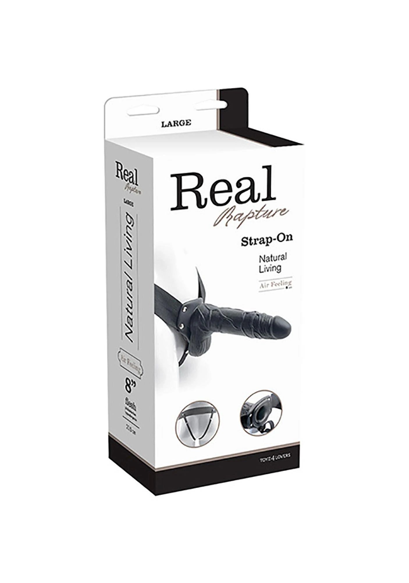 Prosthetic-PHALLUS STRAP ON HOLLOW REAL RAPTURE 8 BLACK WITH BALLS