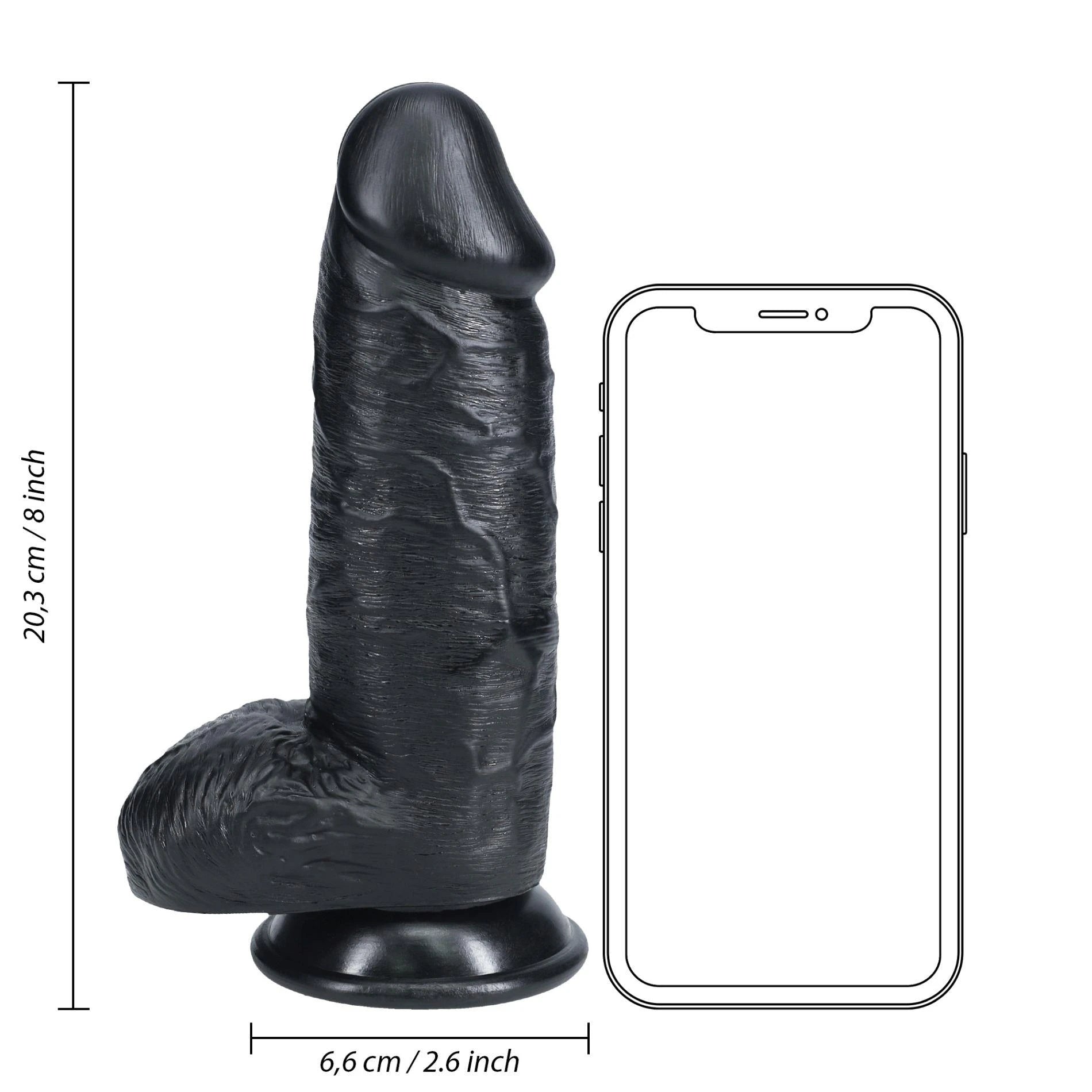 Extra Thick Straight with Balls 8 / 20,3 cm - Black