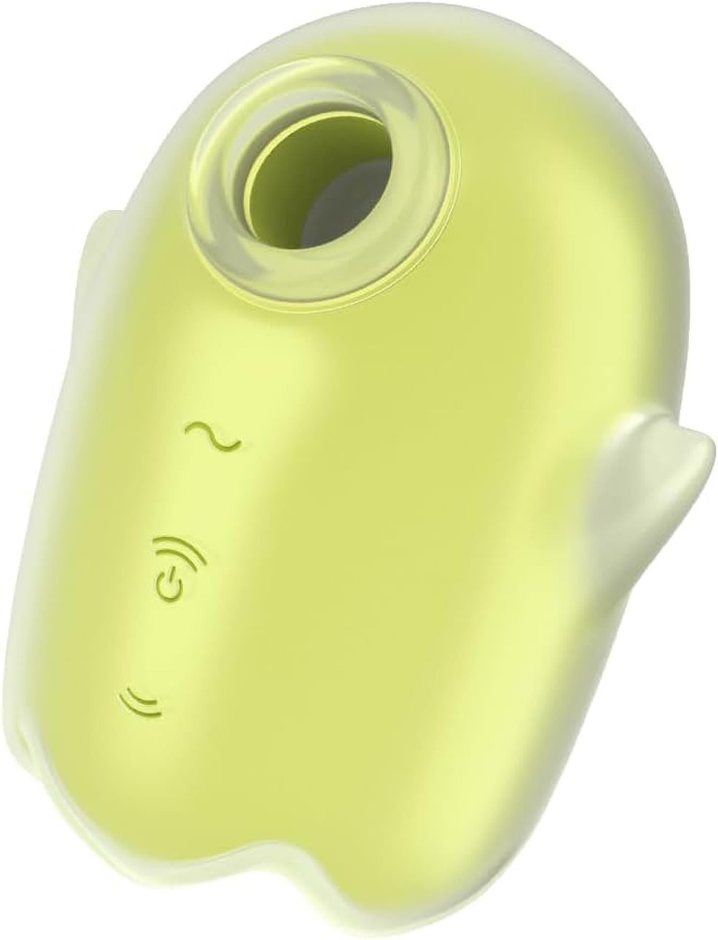 Glowing Ghost - Glow in the Dark - Double Air Pulse Vibrator - Yellow