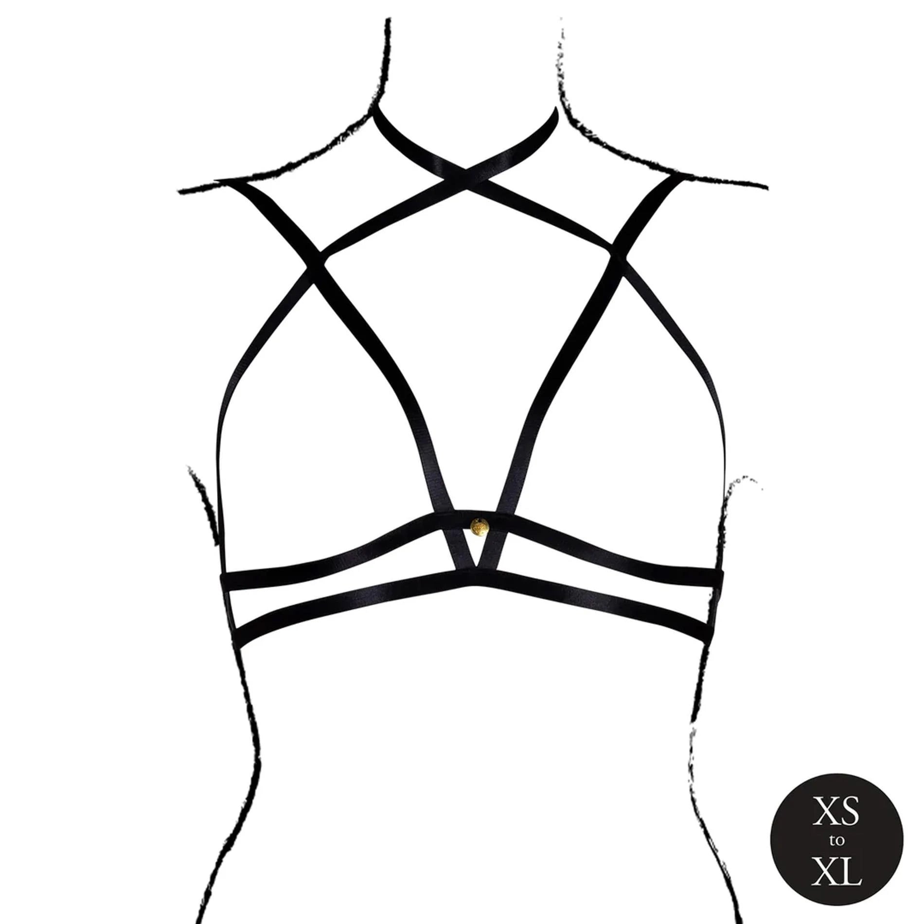 Soutien-gorge triangle ouvert avec tour de cou et bretelles réglables - Taille unique - Noir