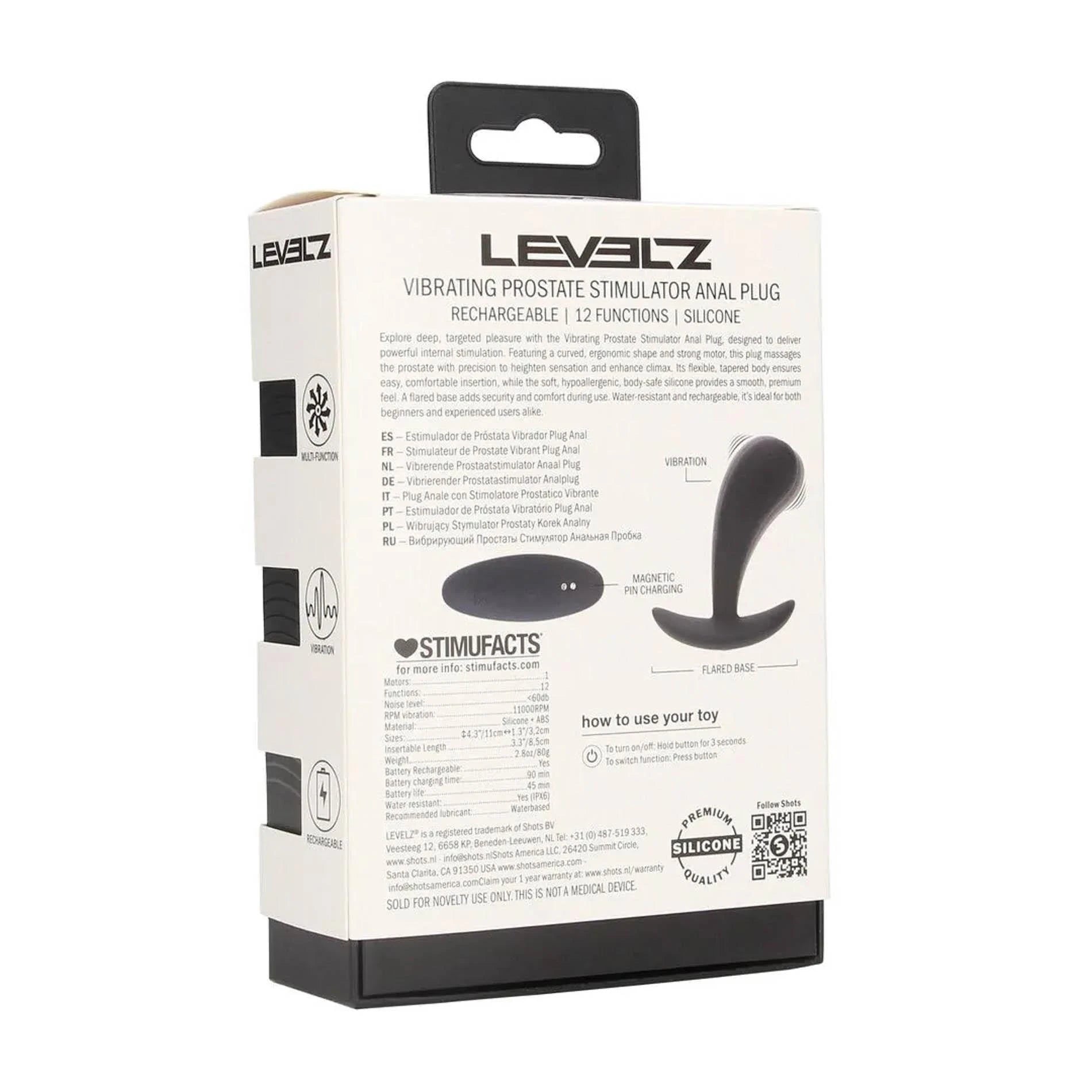 Vibrating Silicone Prostate Stimulator Anal Plug - S - Black