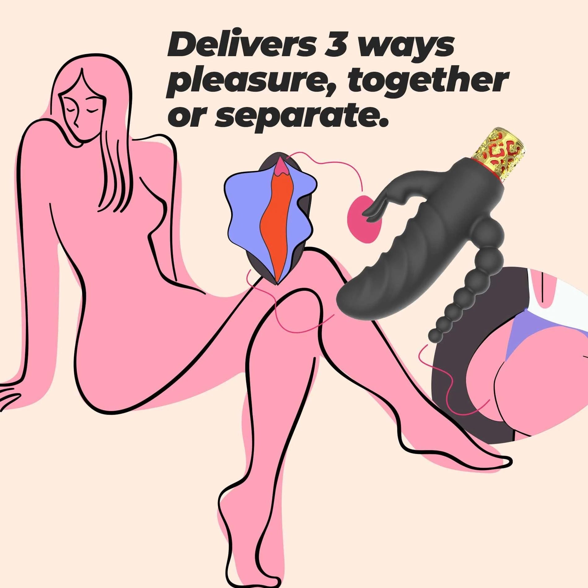 Romanov - Classic Vibrator with Removable Silicone Sleeve - Black/Golden