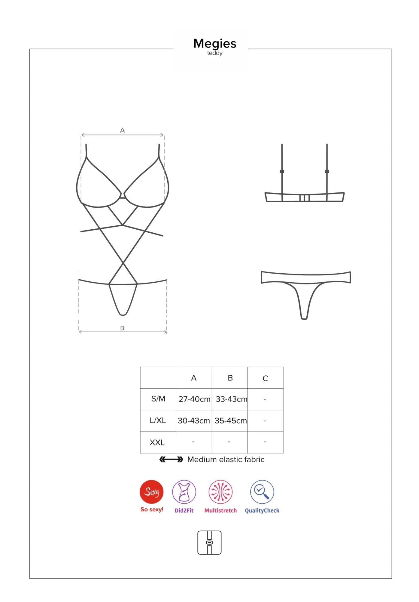 Bielizna-Megies body czarne  S/M