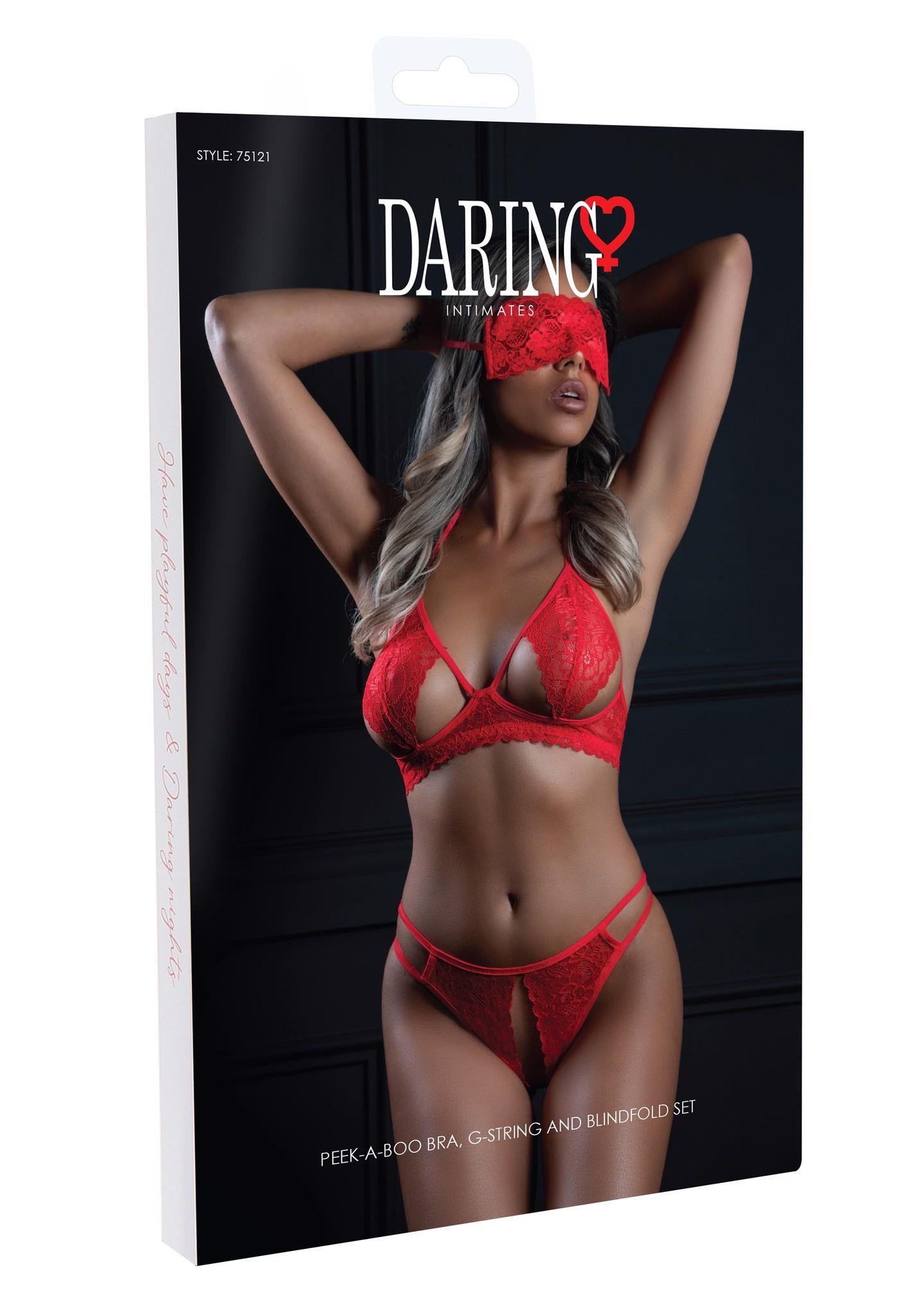 Ensemble soutien-gorge, culotte et bandeau 3 pièces rouge