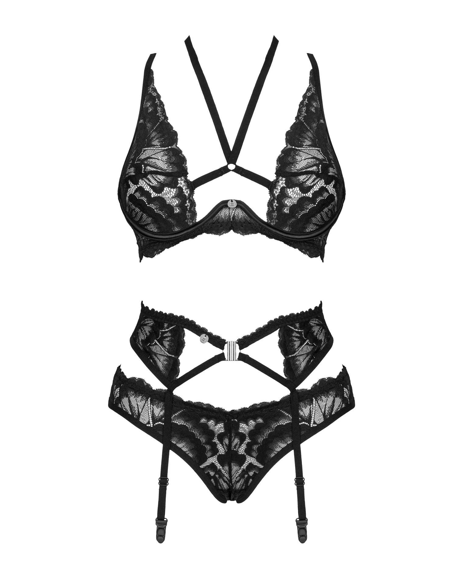Lingerie-Alessya ensemble 3 pièces noir M/L
