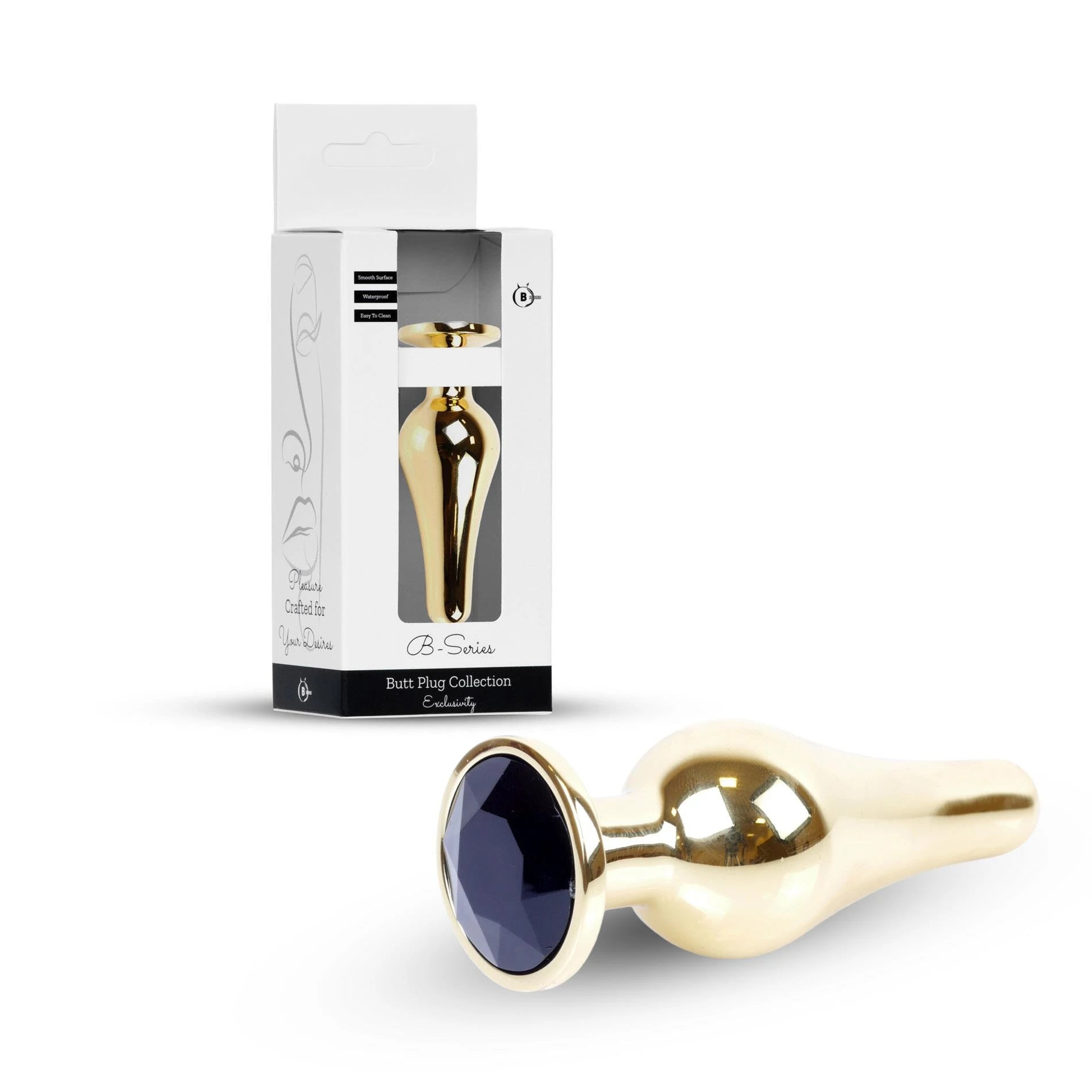 Plug-Jewellery Gold BUTT PLUG- Black