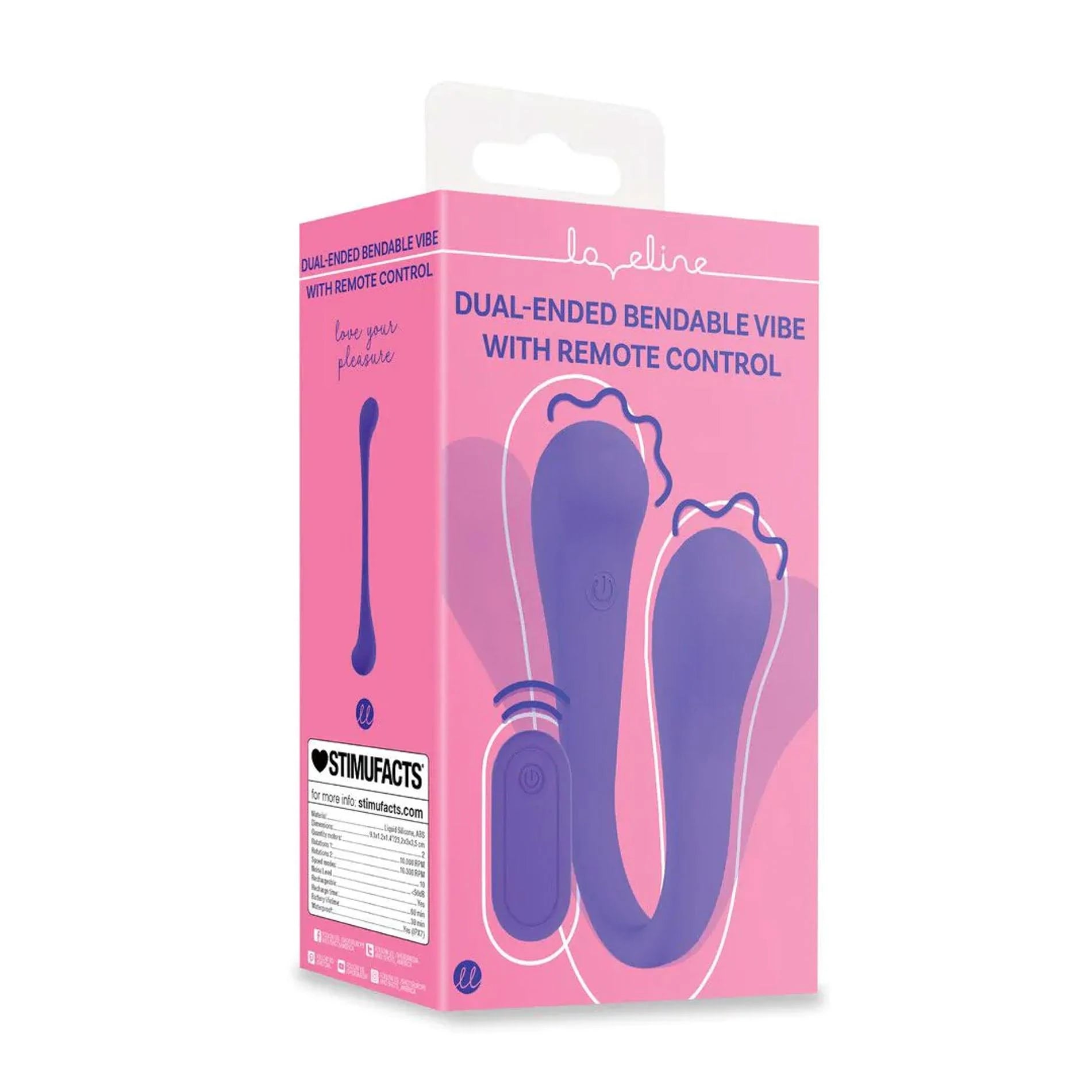 Dual-ended Bendable Vibe with Remote Control - Purple