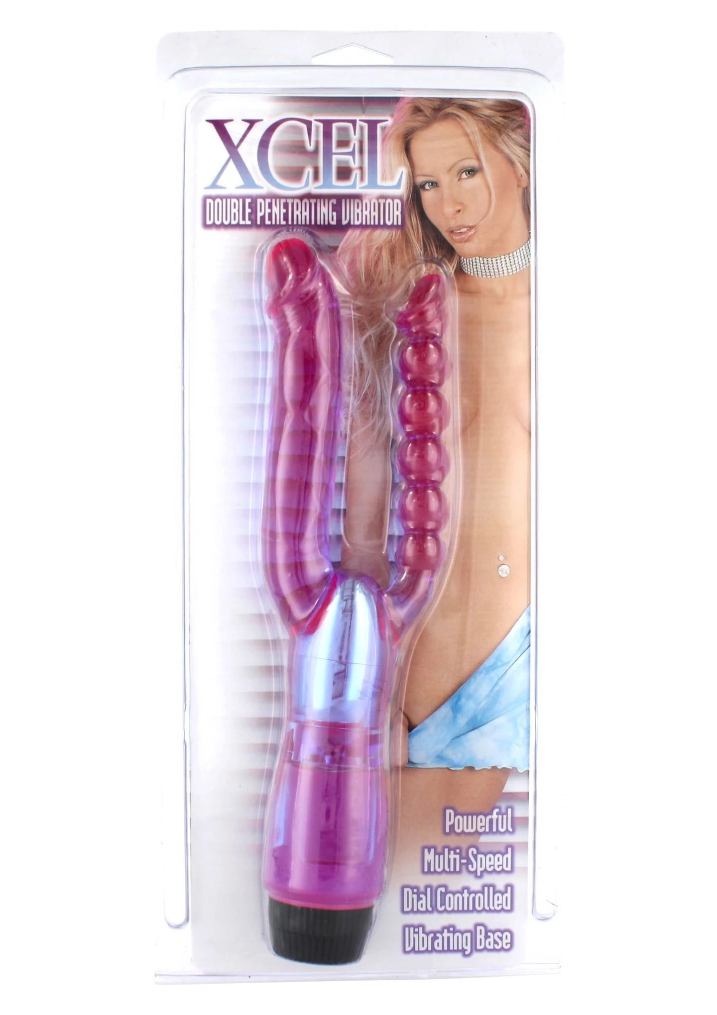 Vibromasseur double pénétration transparent