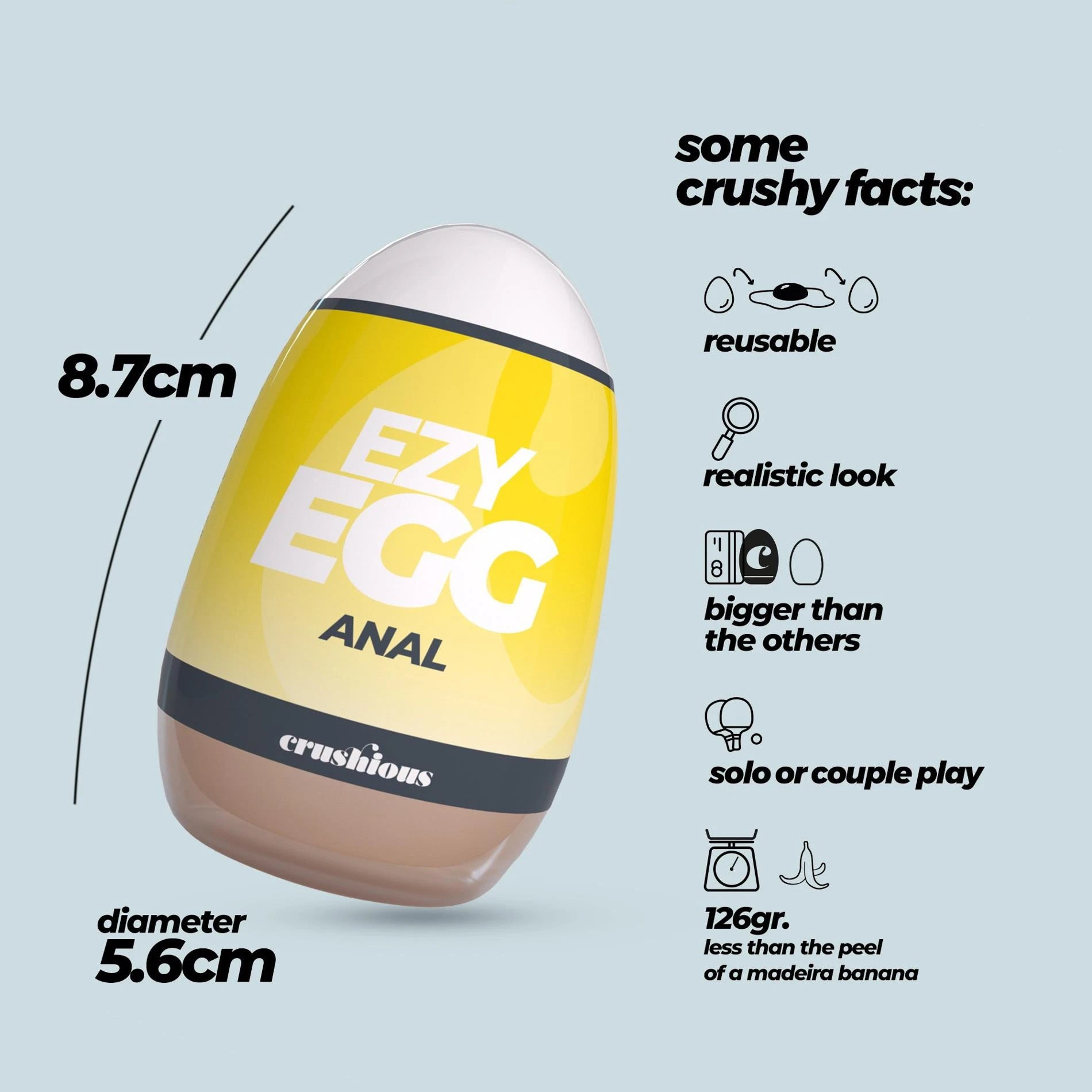 Ezy Egg - Masturbator Egg - Anal - Yellow