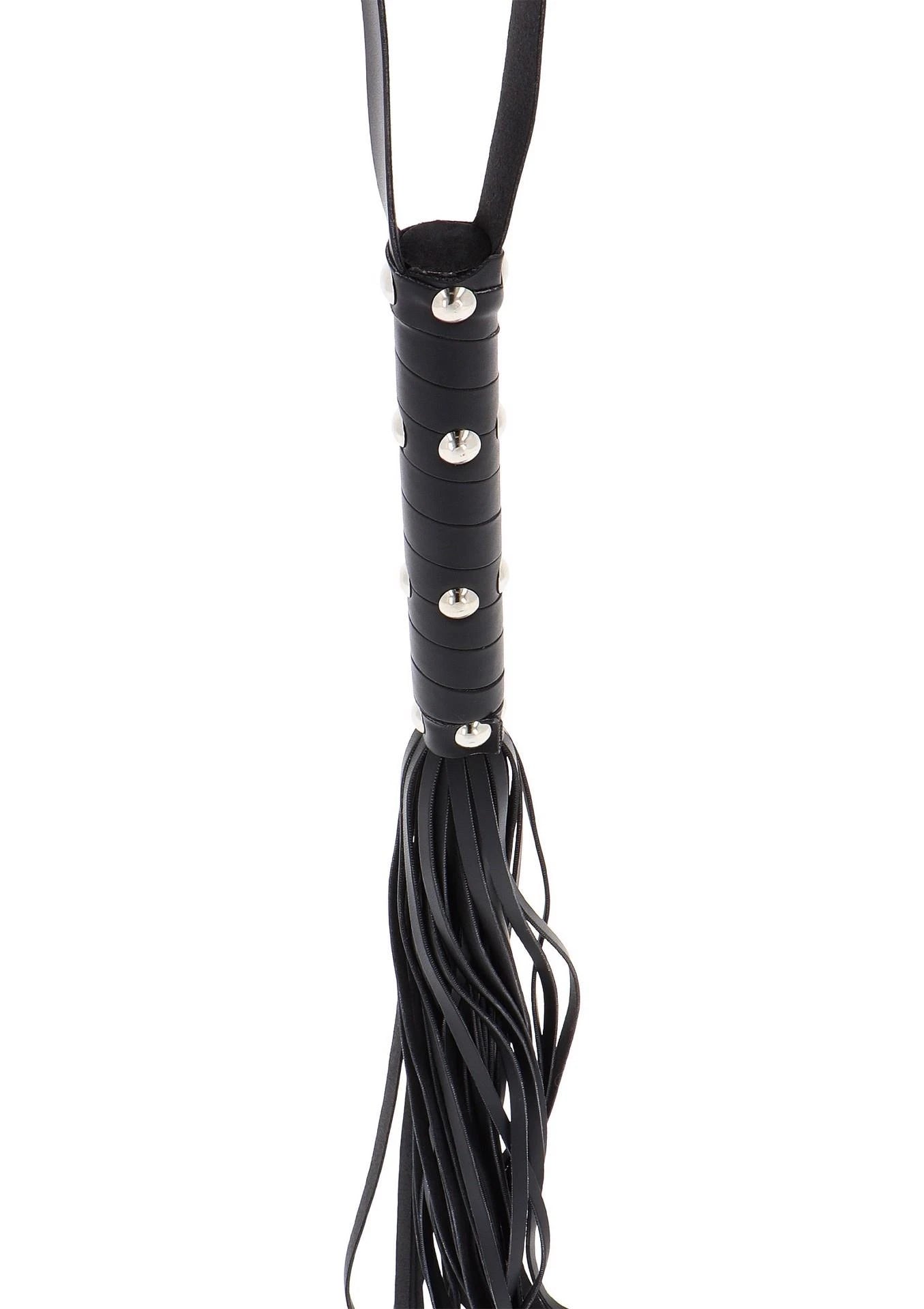 Long Studded Flogger Whip Black