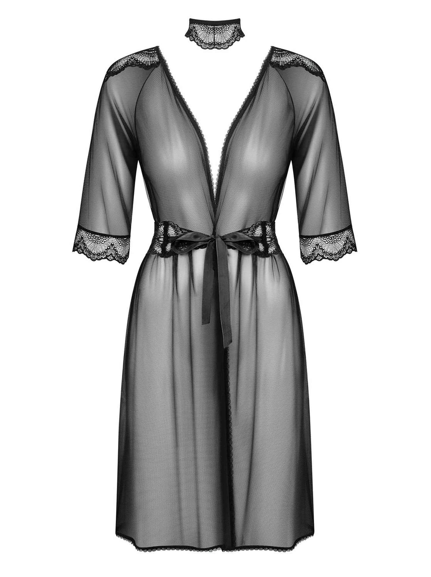Bielizna-Lucita peniuar czarny  S/M