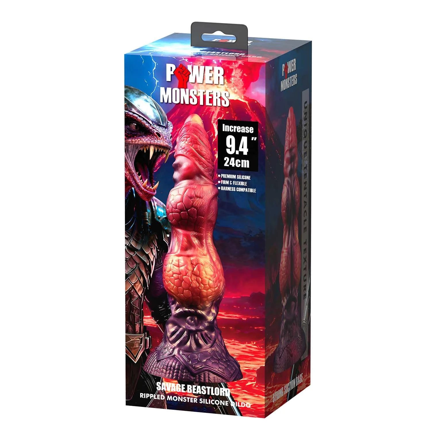 Power Monsters Savage Beastlord – Godemichet en silicone texturé 24 cm