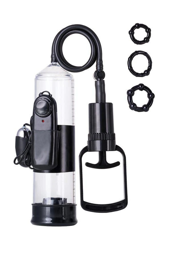 A-TOYS, Penis Pump Coal, with vibro, PVC, Transparent, 22,8 cm