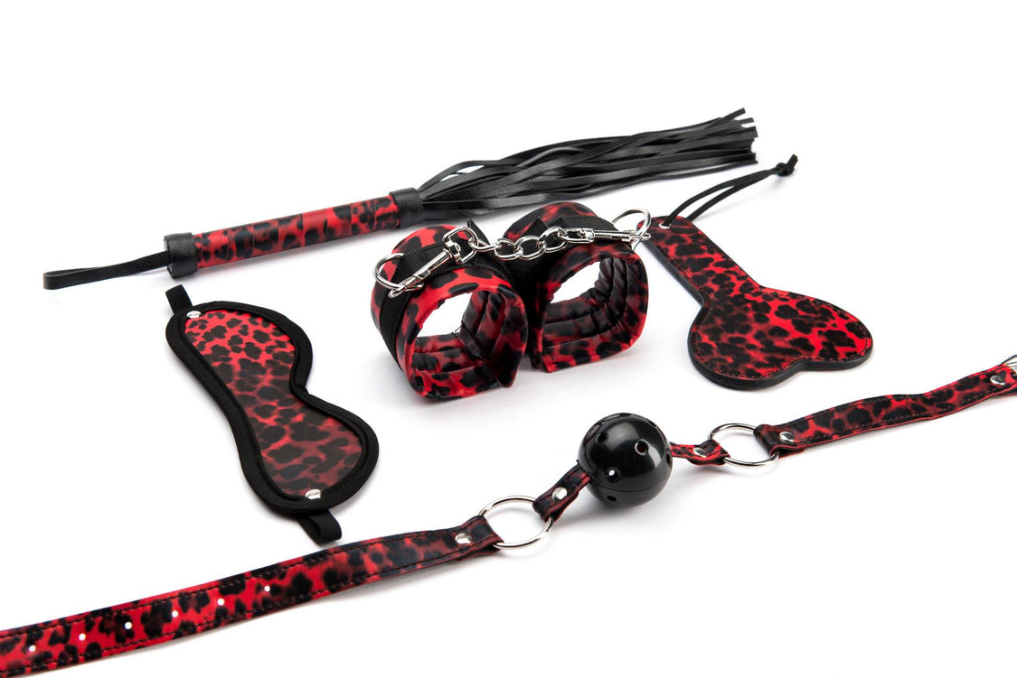 5 Pieces Leopard Bondage Set