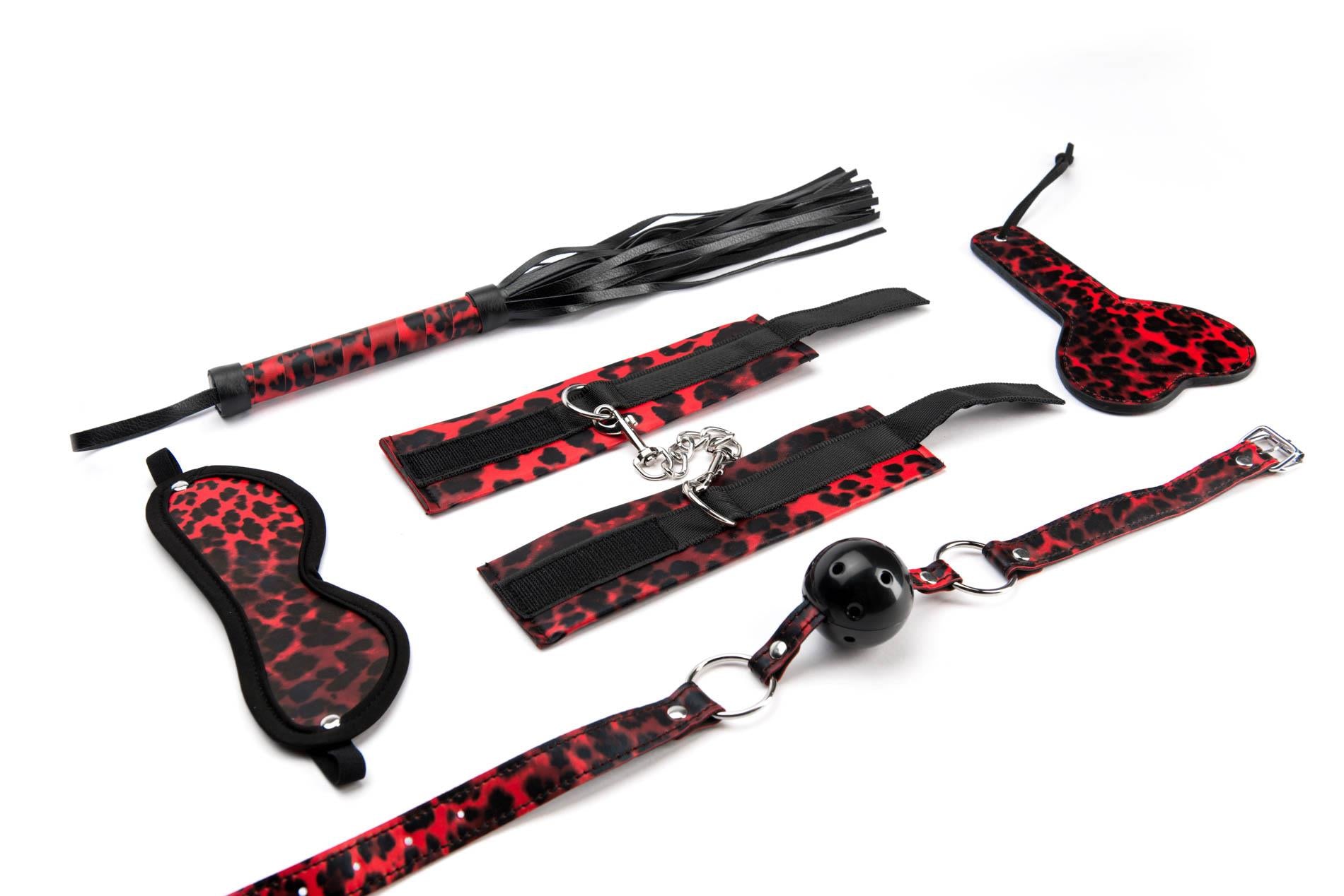Ensemble bondage 5 pièces léopard