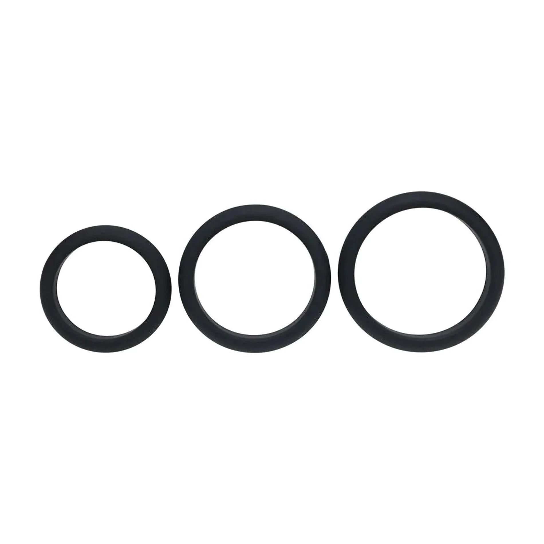 Wide O Silicone Cockring Set of 3 - L/XL/XXL - Black