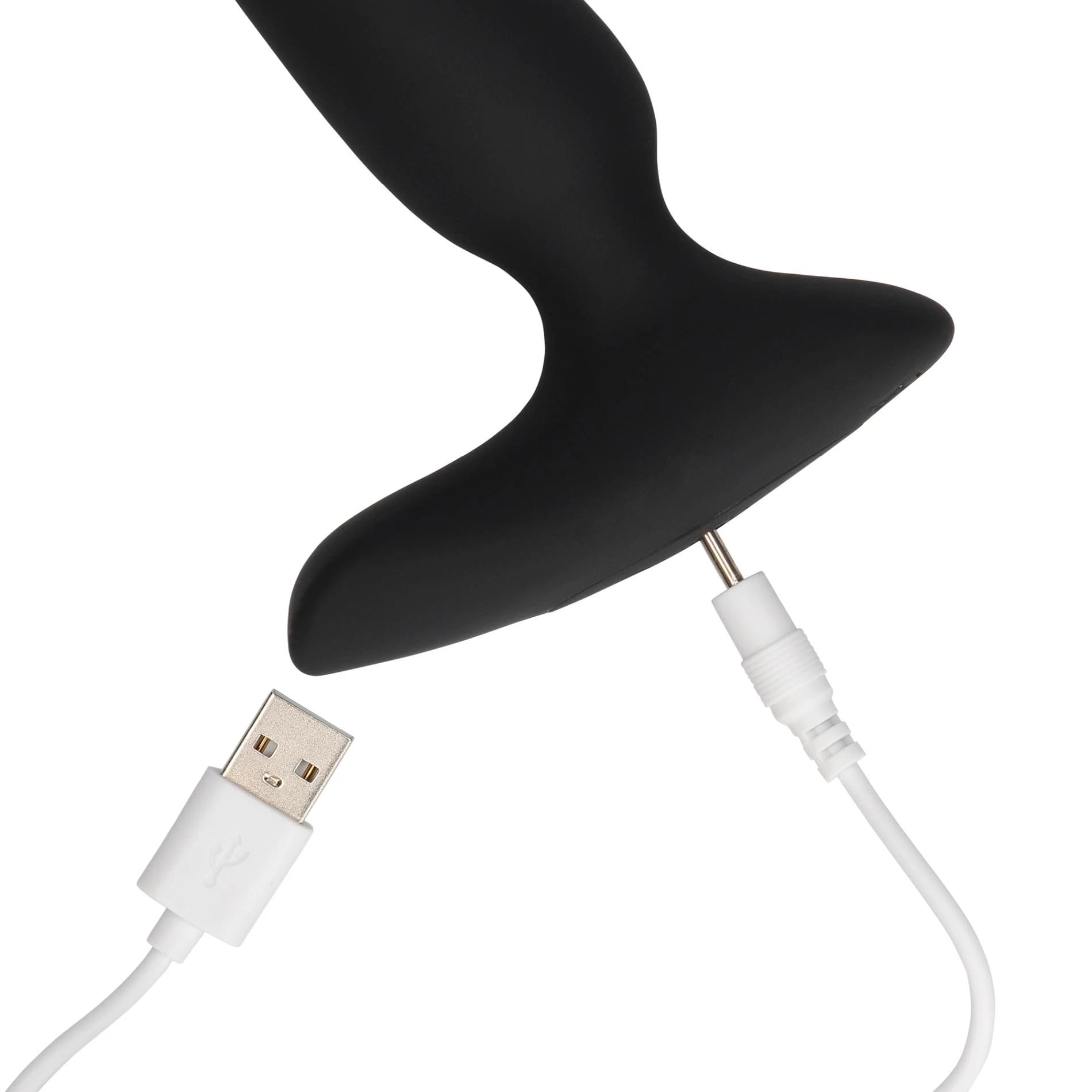 Smooth Vibrating Anal Plug with Remote Control - Licorice Black