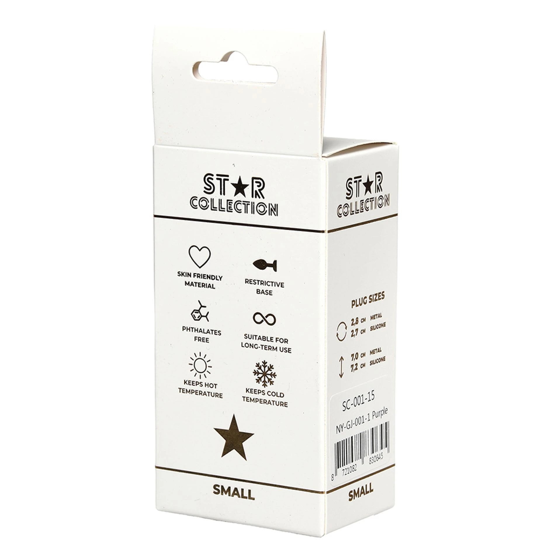 Star Collection - Purple Silicone Anal Plug S - Light Pink Stone