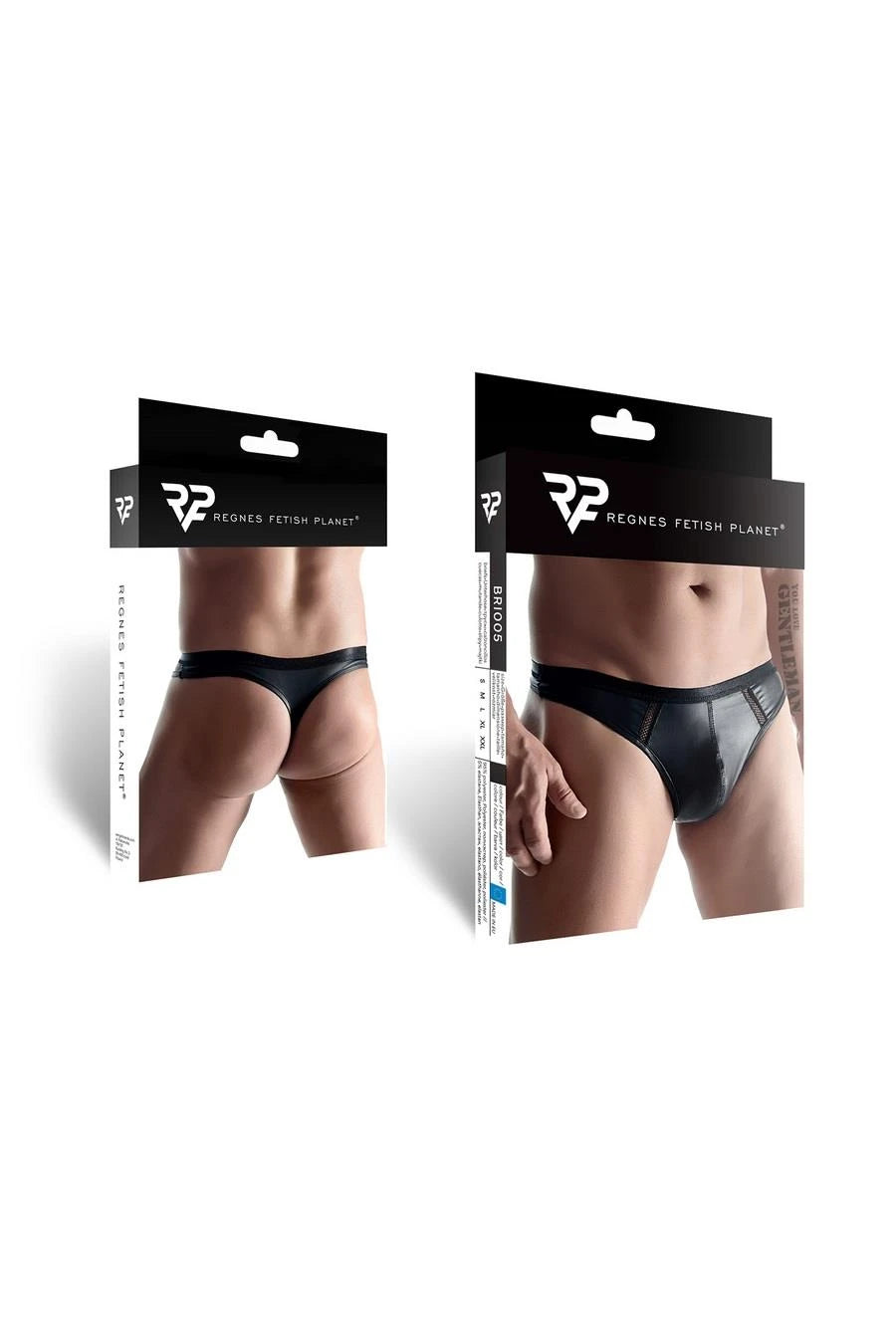 string pour homme aspect mouillé avec bande décorative sur le devant L