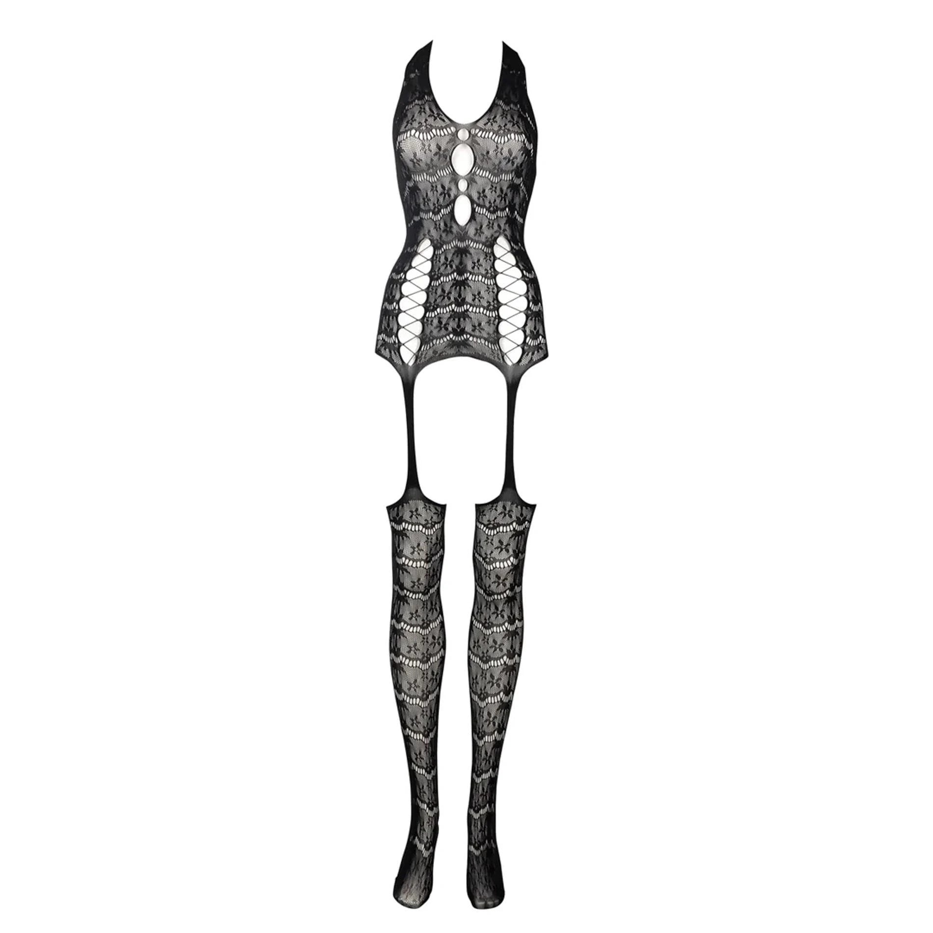 Lace Suspender Bodystocking - One Size - Black