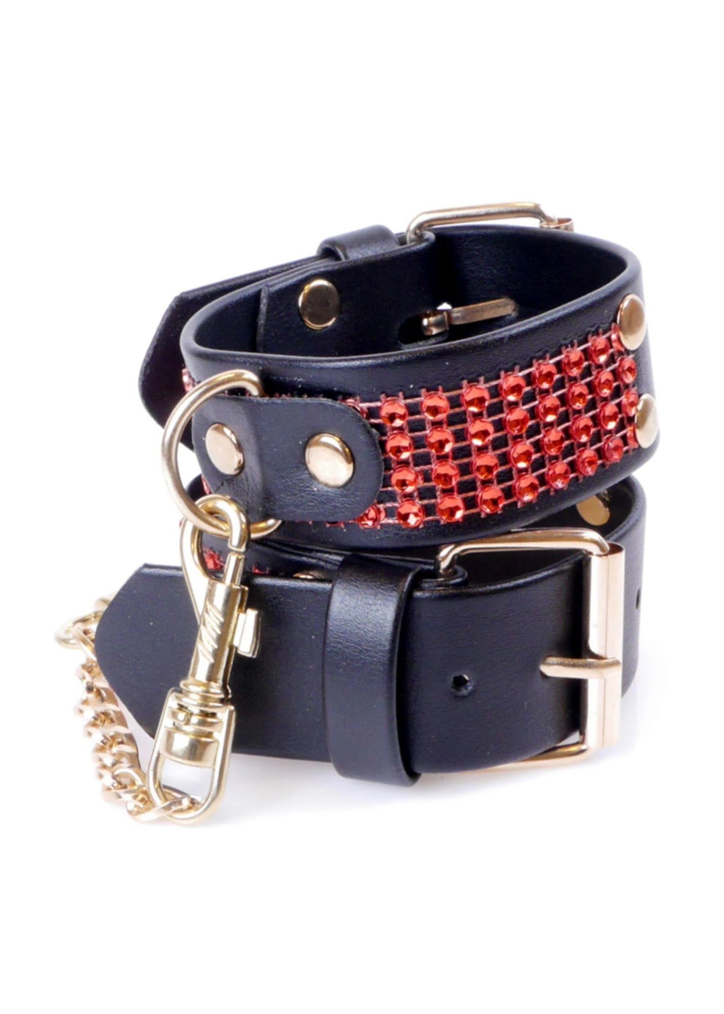 Fetish B - Series Handcuffs with Crystals 3 cm Red Line