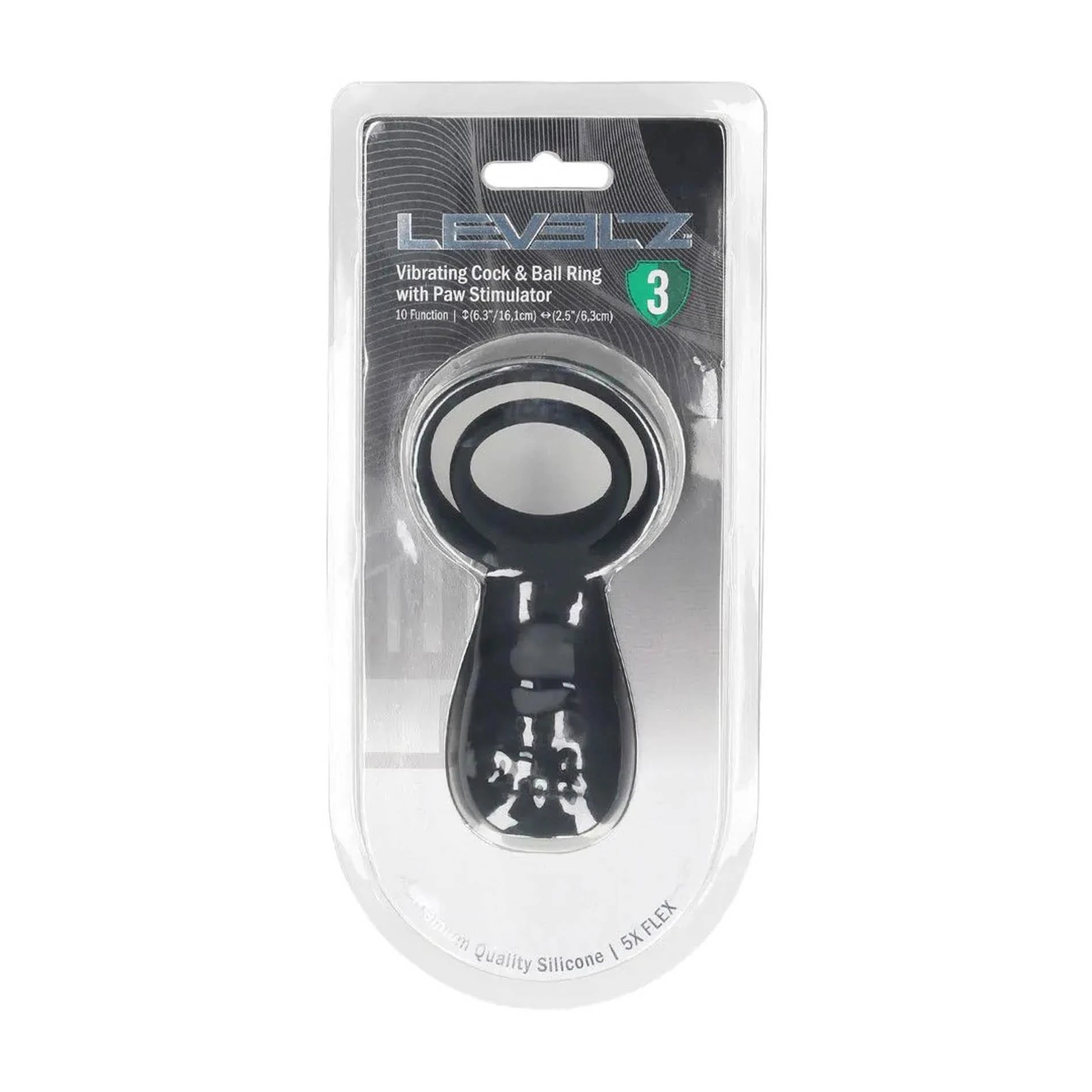 Vibrating Cock and Ball Ring with Paw Stimulator - Black