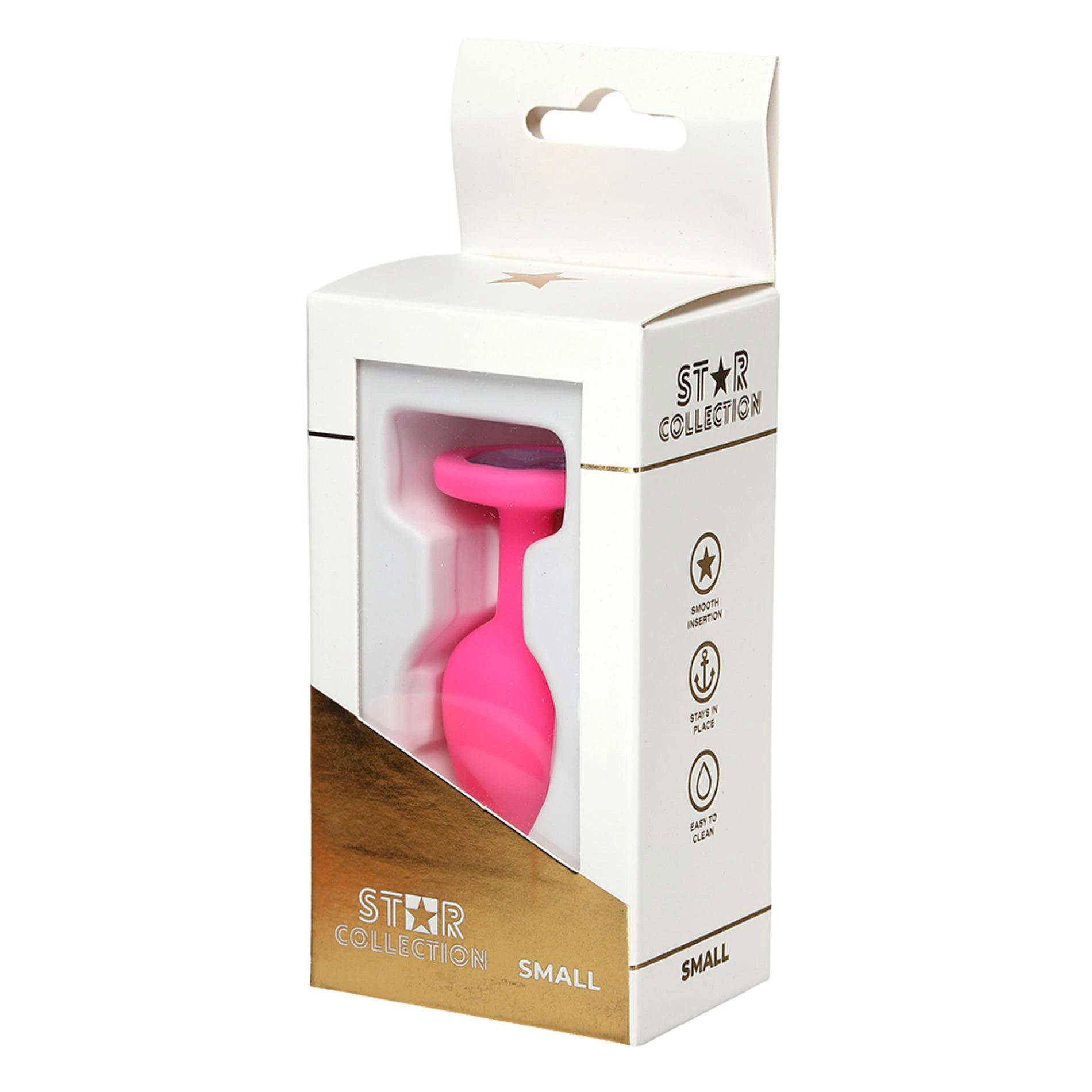 Star Collection - Plug anal en silicone rose taille S - Pierre violette