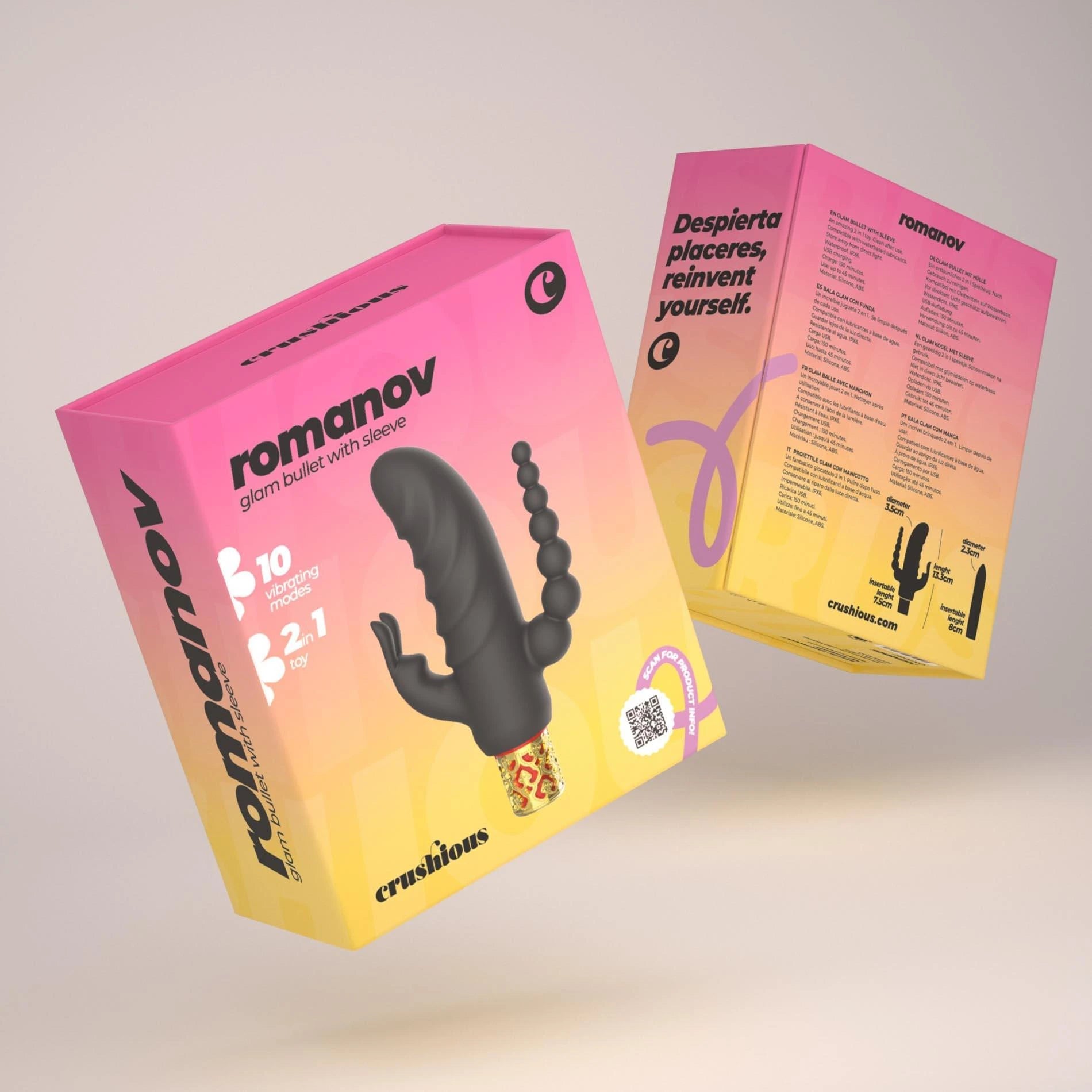 Romanov - Classic Vibrator with Removable Silicone Sleeve - Black/Golden
