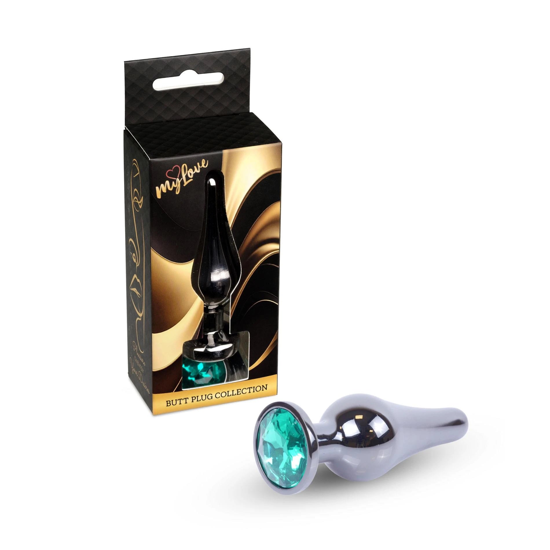 MyLove Toys - Bijoux BUTT PLUG Argent foncé - Vert