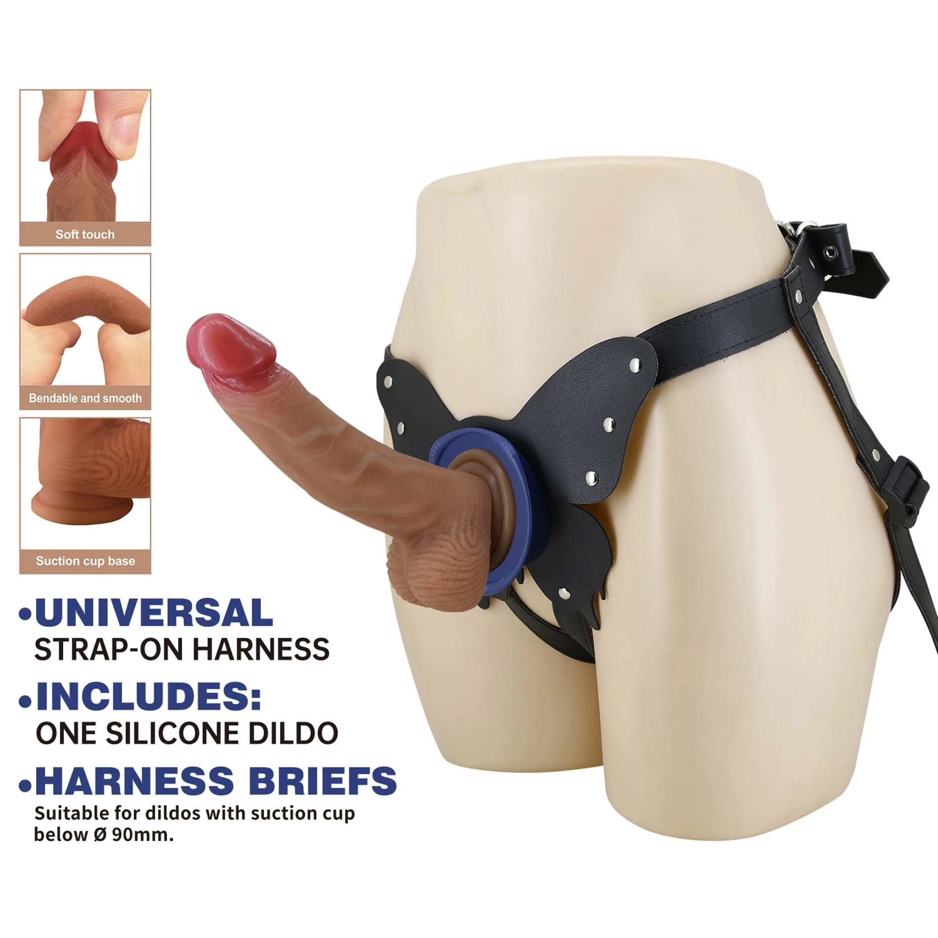 Pretty Love Wells 6.3" Godemichet en silicone avec string harnais