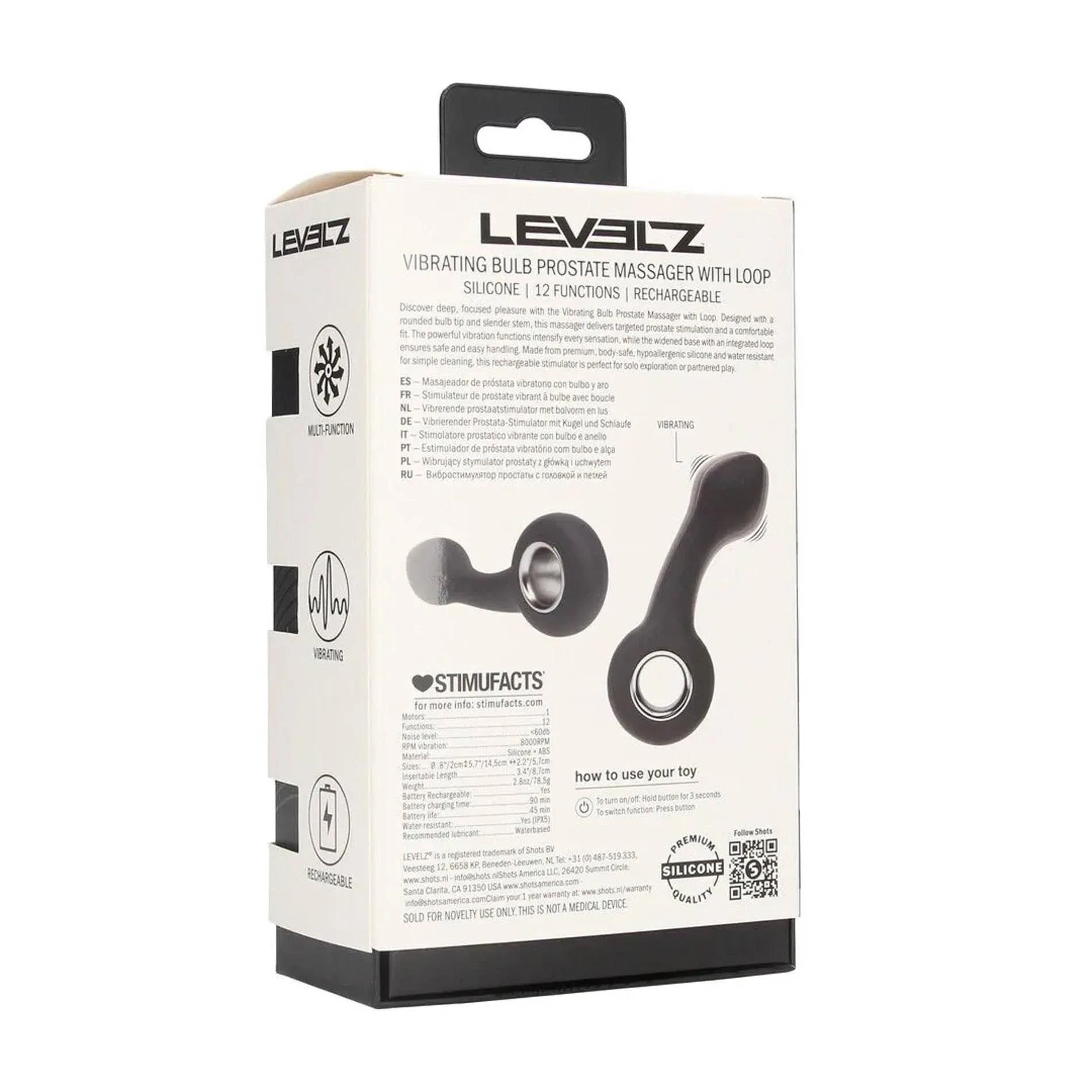 Masseur de prostate vibrant en silicone avec anse - Noir