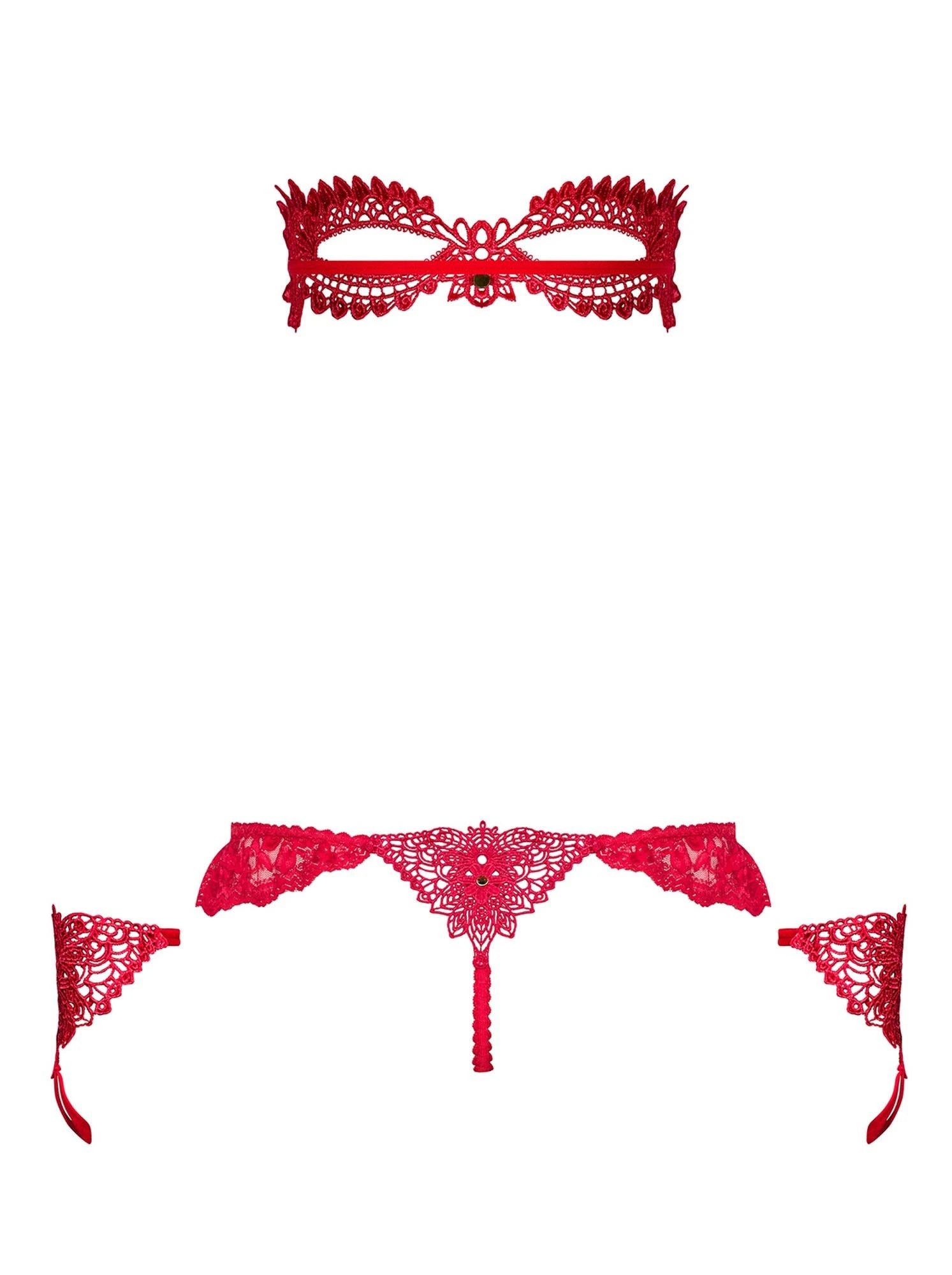 Lingerie-Hetea ensemble 3 pièces rouge L/XL