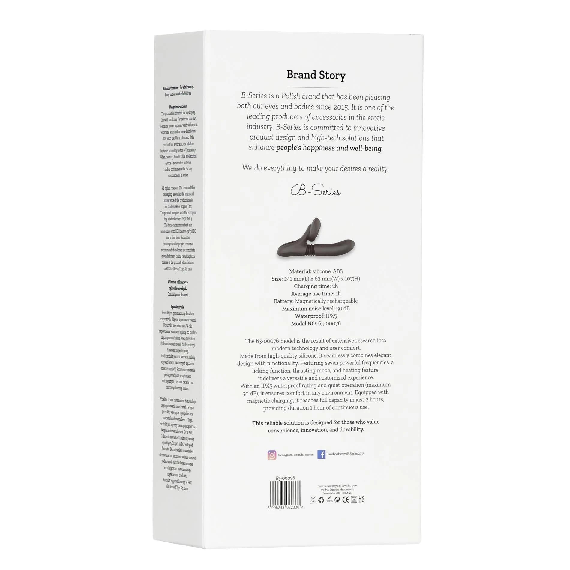 Silicone Vibrator 7 Powerful Modes - Licking,
Thrusting and Heating, Black
