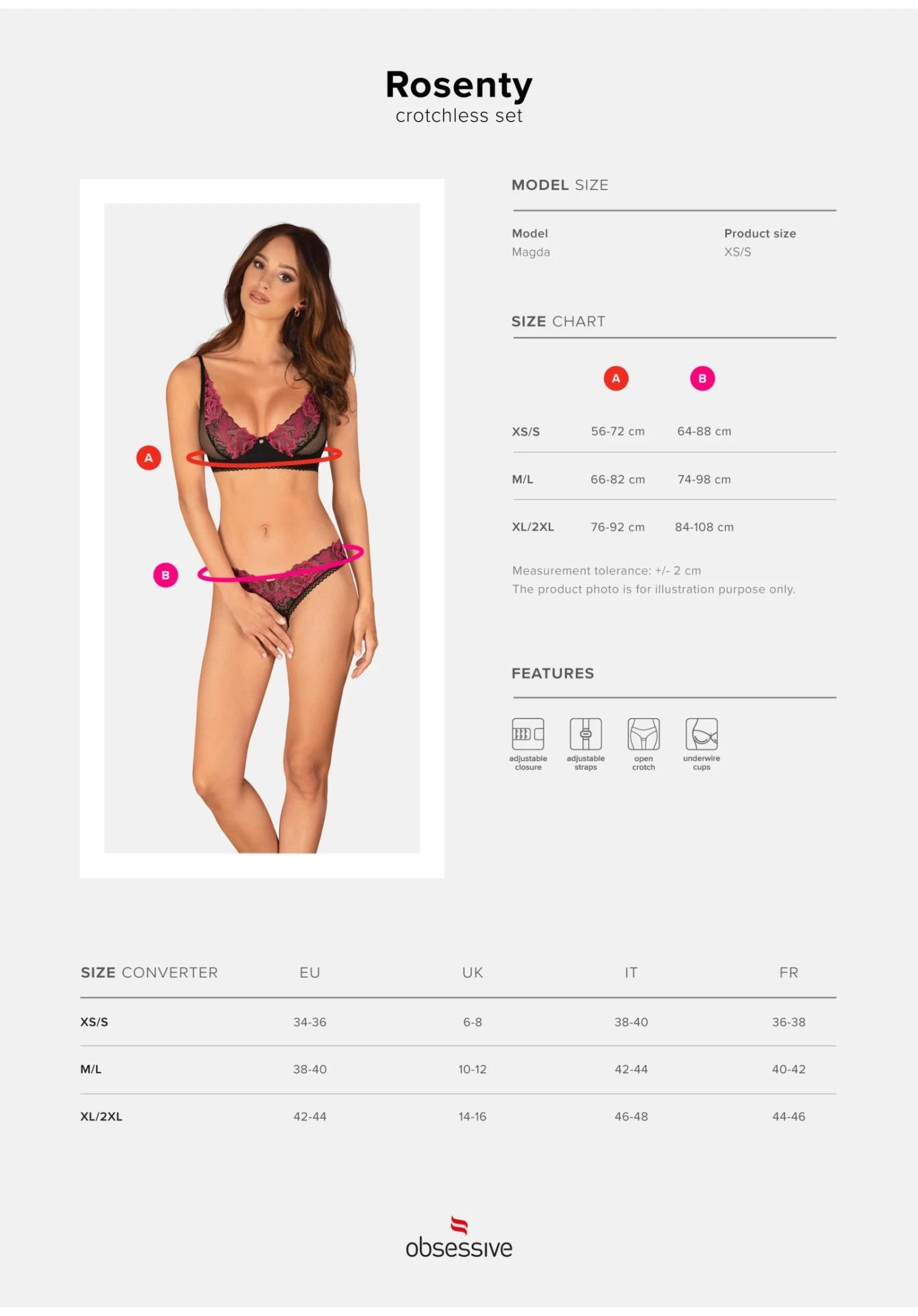 Rosenty 2-piece open set XS/S