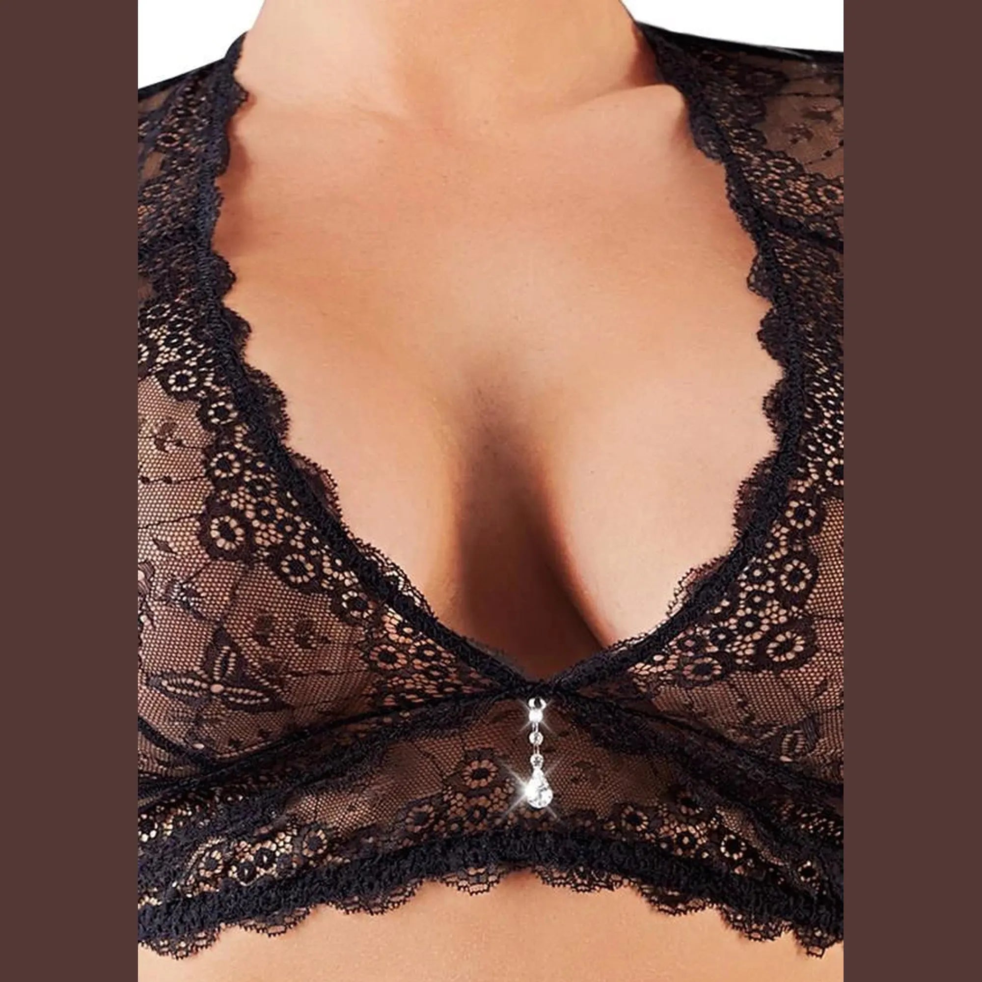Ensemble en dentelle noir 4XL