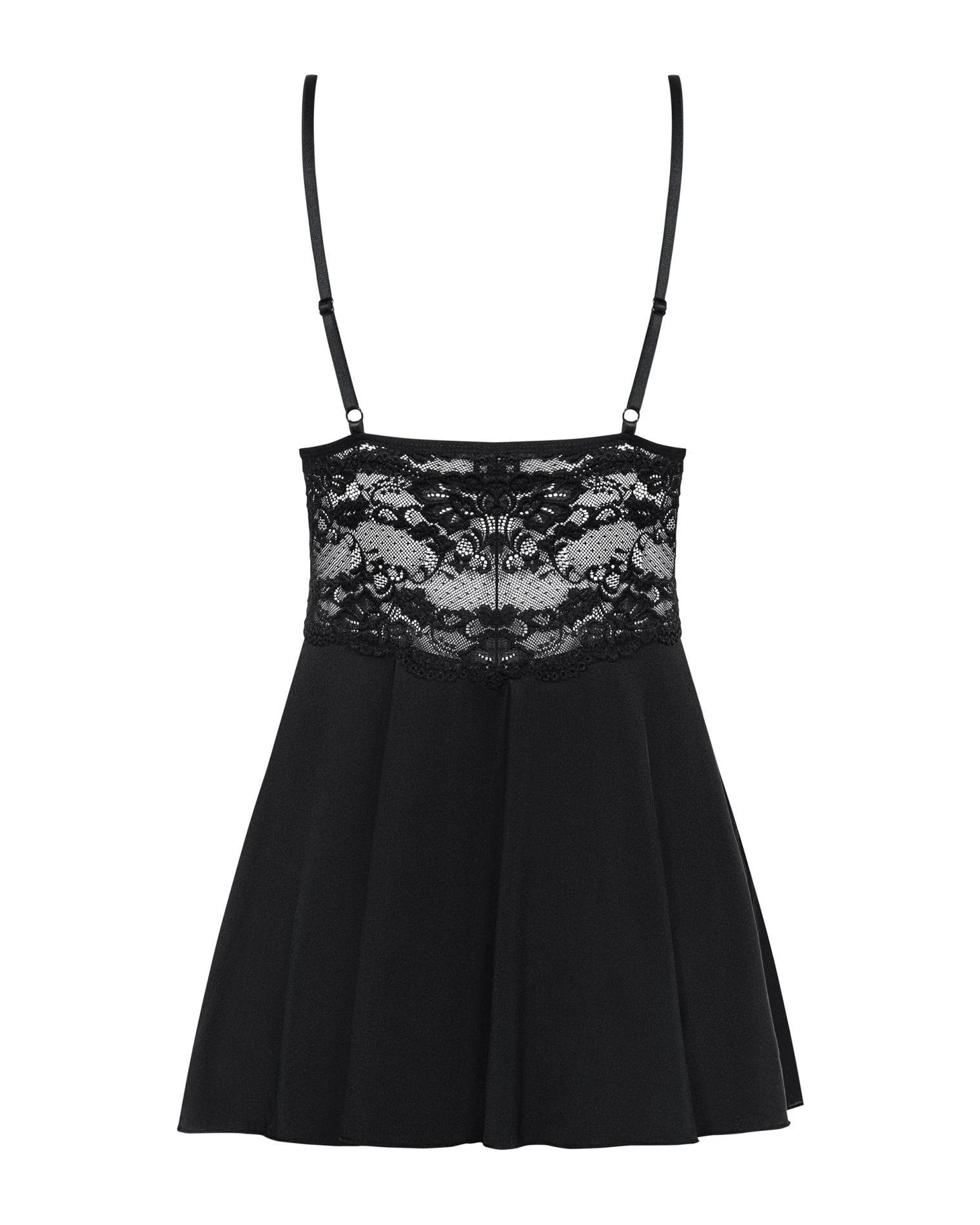 Bielizna-810-BAB-1 babydoll i stringi czarna  S/M