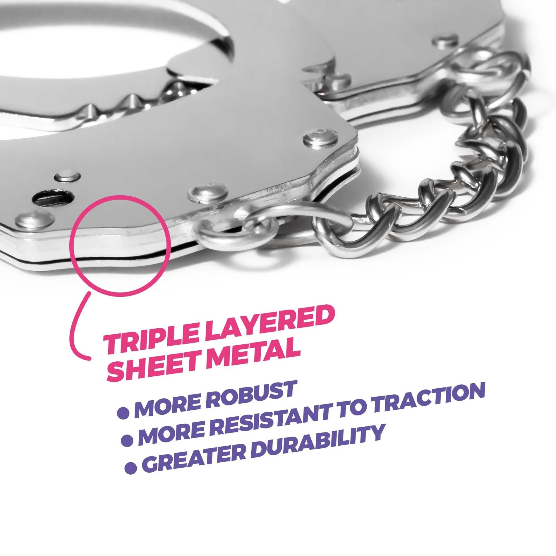 Spangle - Metal Handcuffs with Plush - Pink
