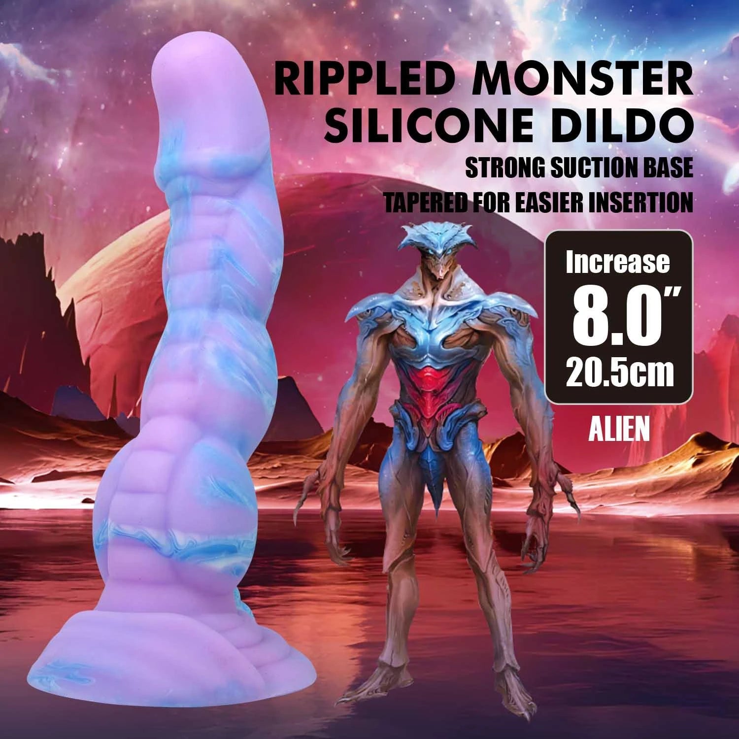Power Monsters Alien – 20.5 cm Rippled Monster Silicone Dildo