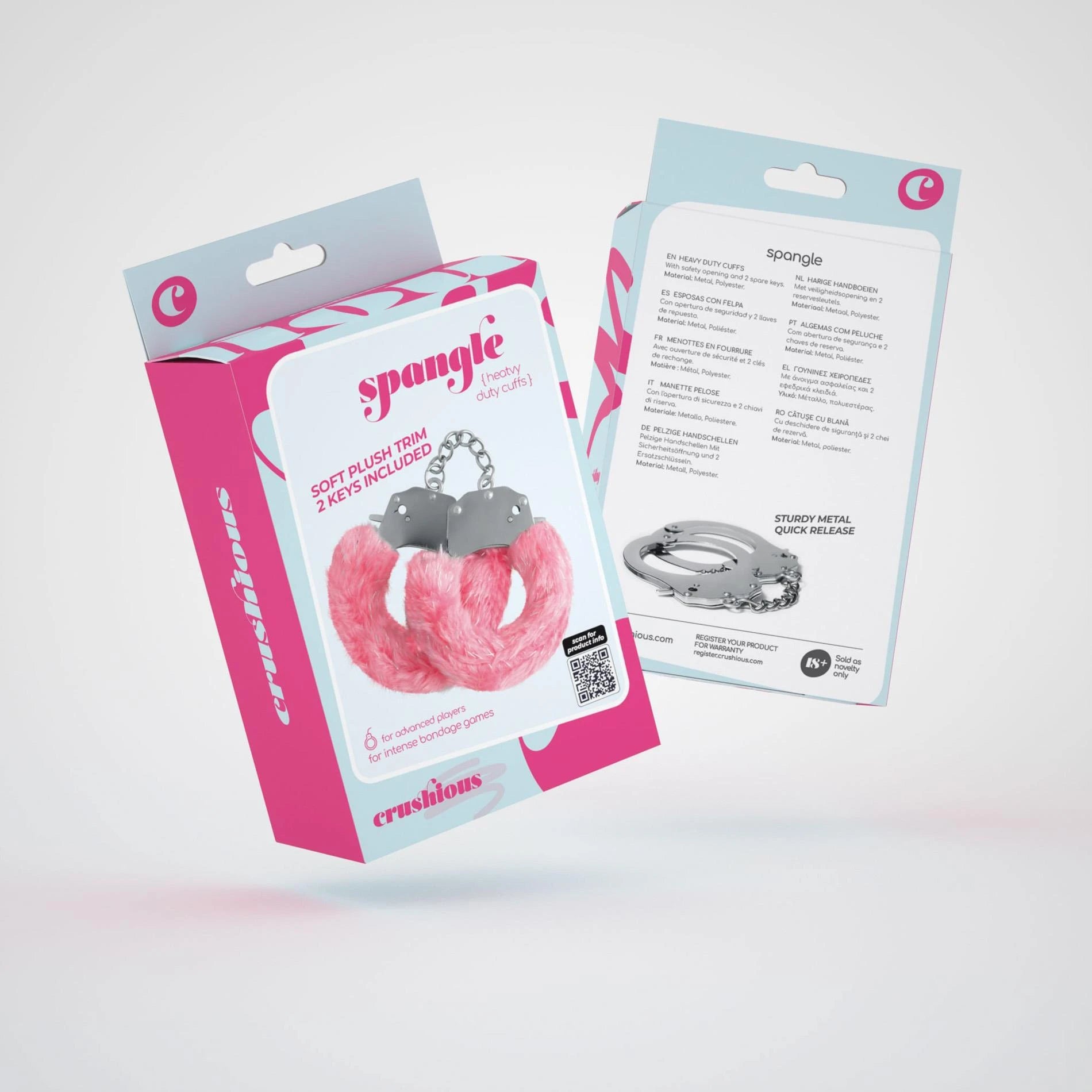 Spangle - Metal Handcuffs with Plush - Pink