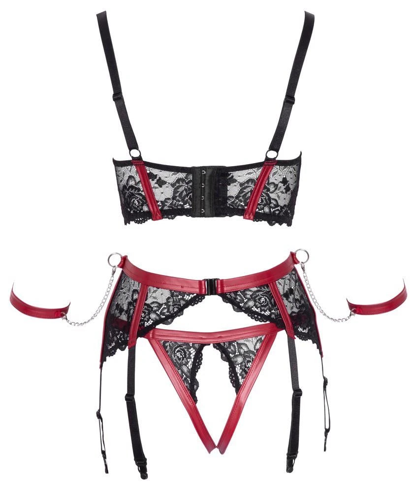 Ensemble soutien-gorge intégré noir/rouge XL