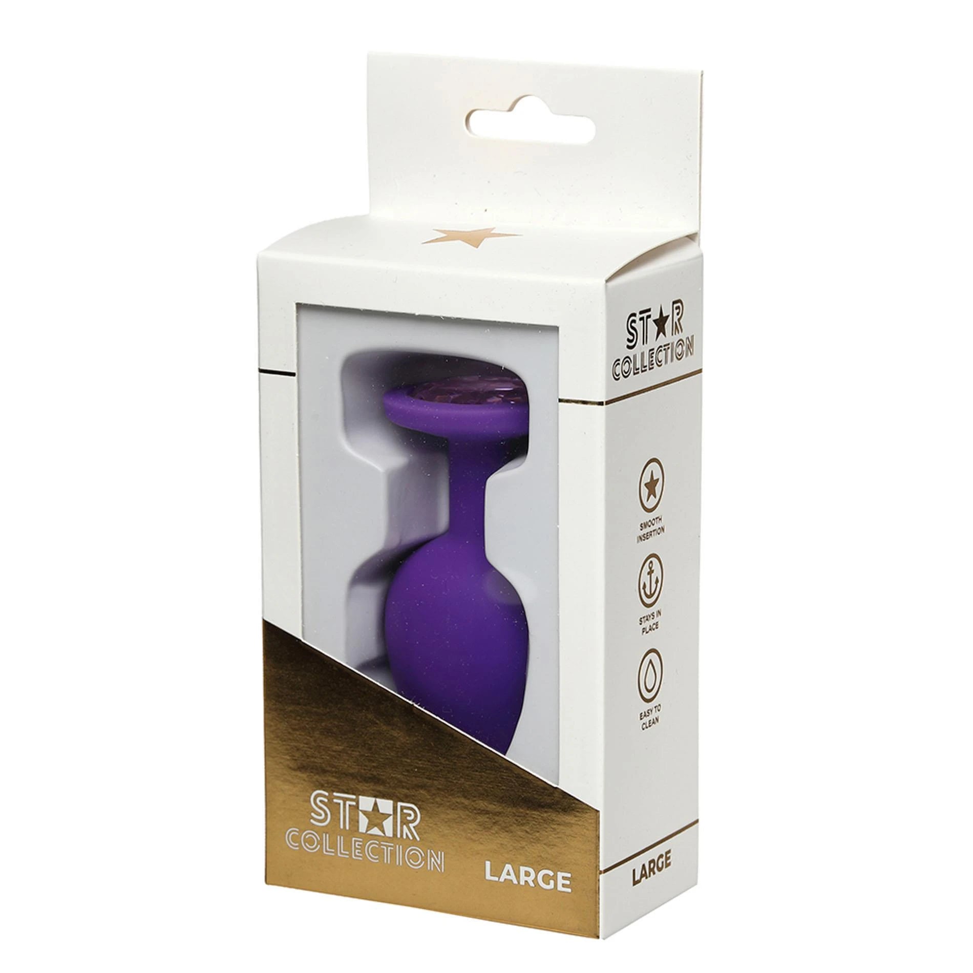 Star Collection - Plug anal en silicone violet L - Pierre rose clair