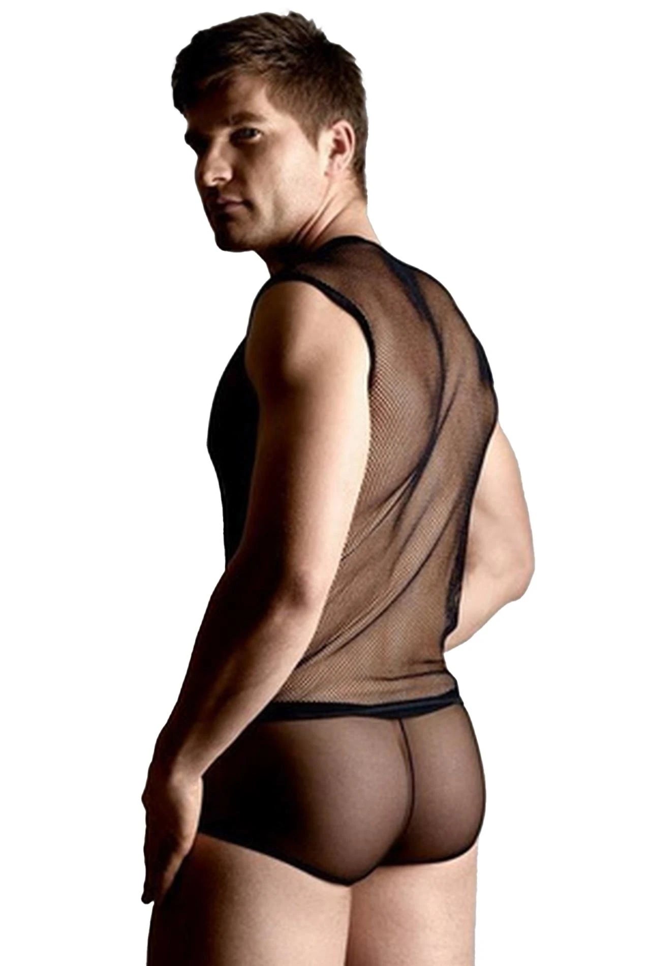 Ensemble filet - t-shirt et string - noir M/L