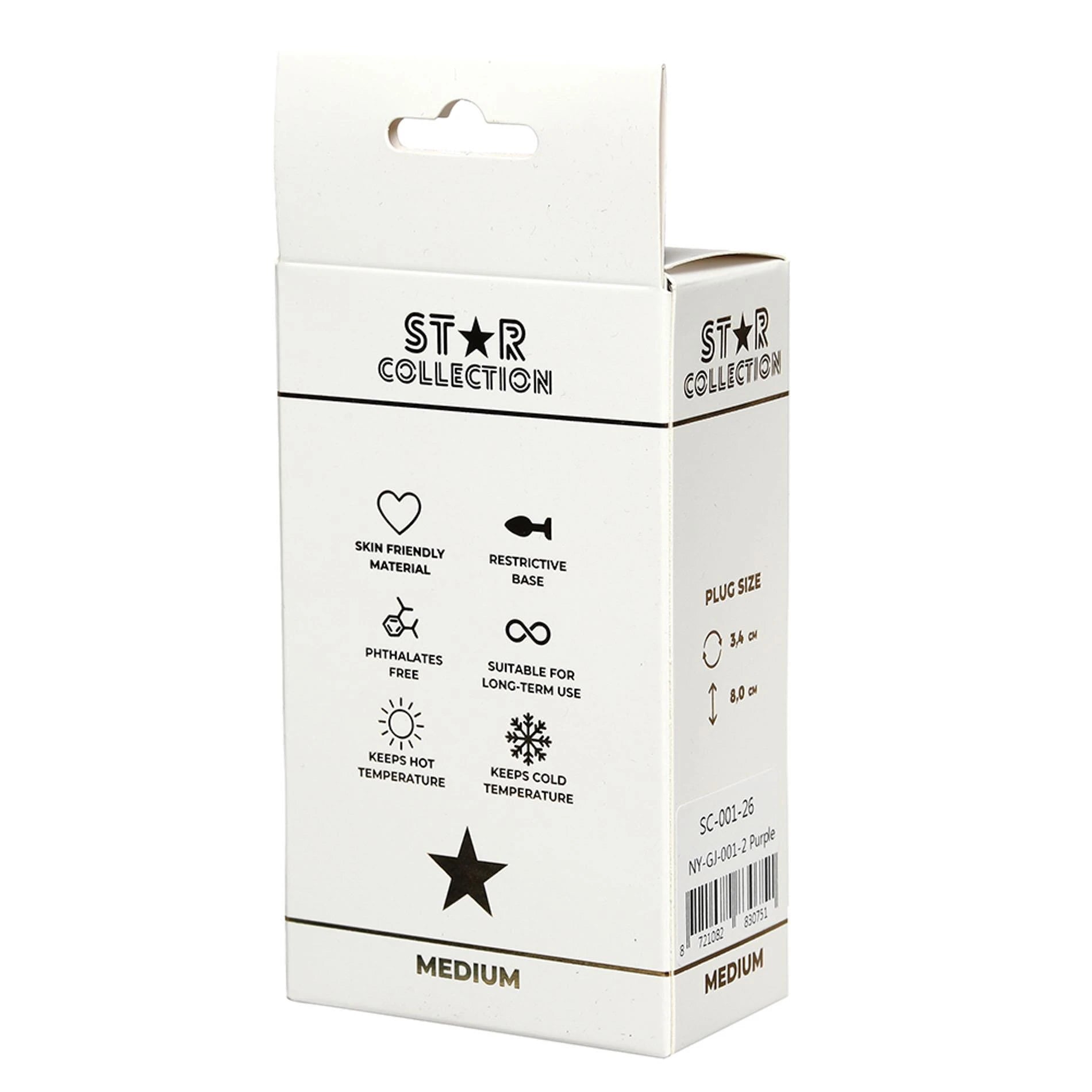 Star Collection - Purple Silicone Anal Plug M - Clear Stone