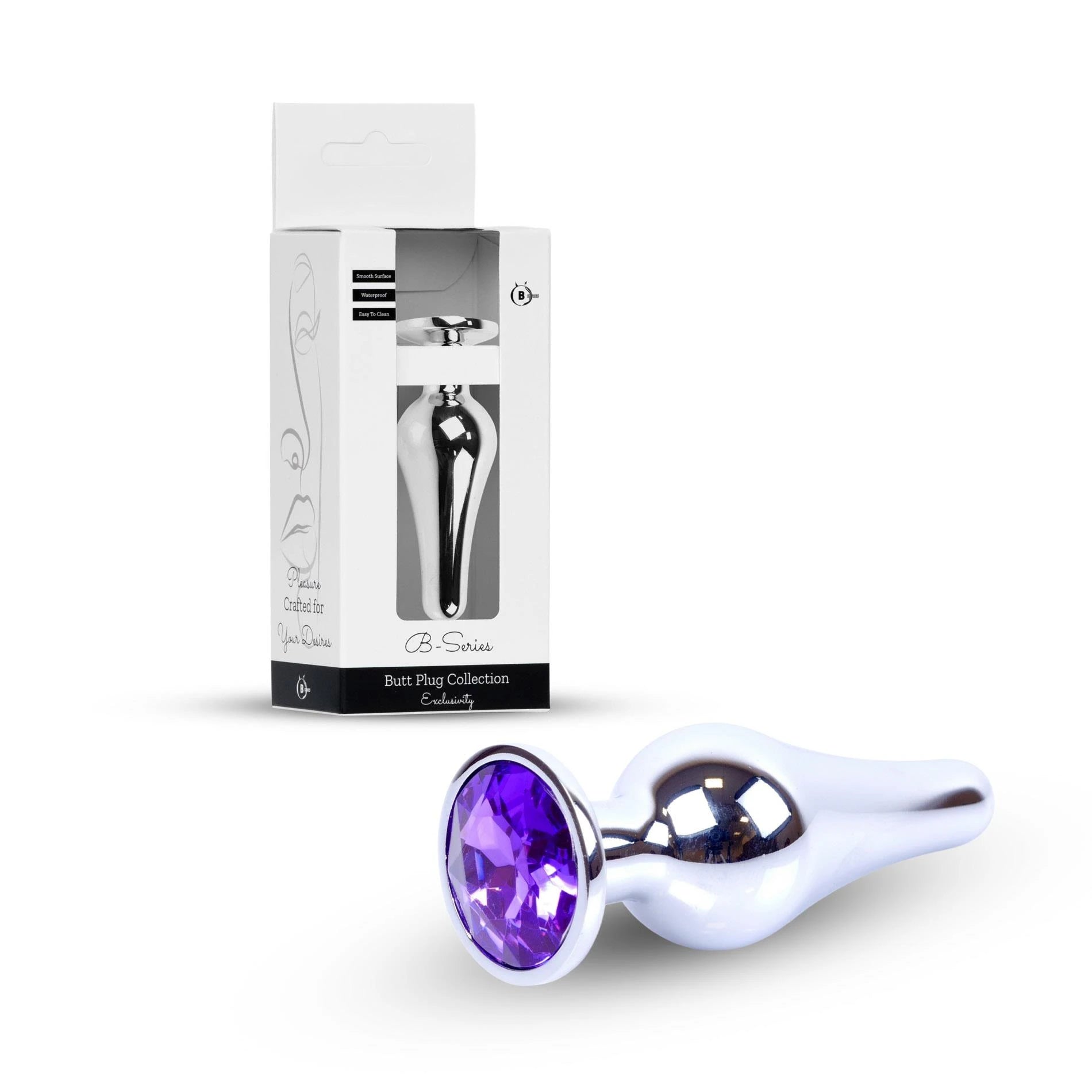 Plug-Jewellery Silver BUTT PLUG- Purple