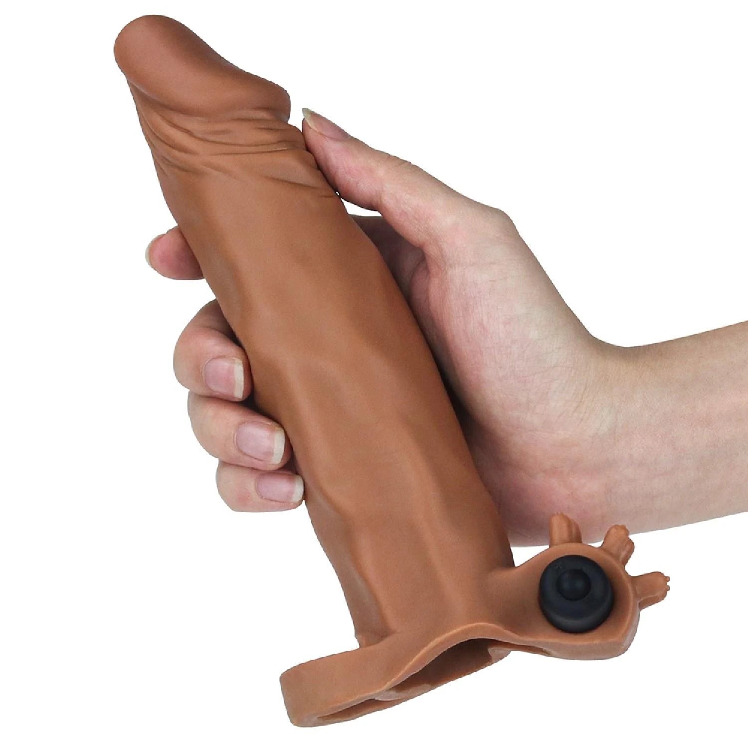 Add 2″ Pleasure X Tender Vibrating Penis Sleeve Brown