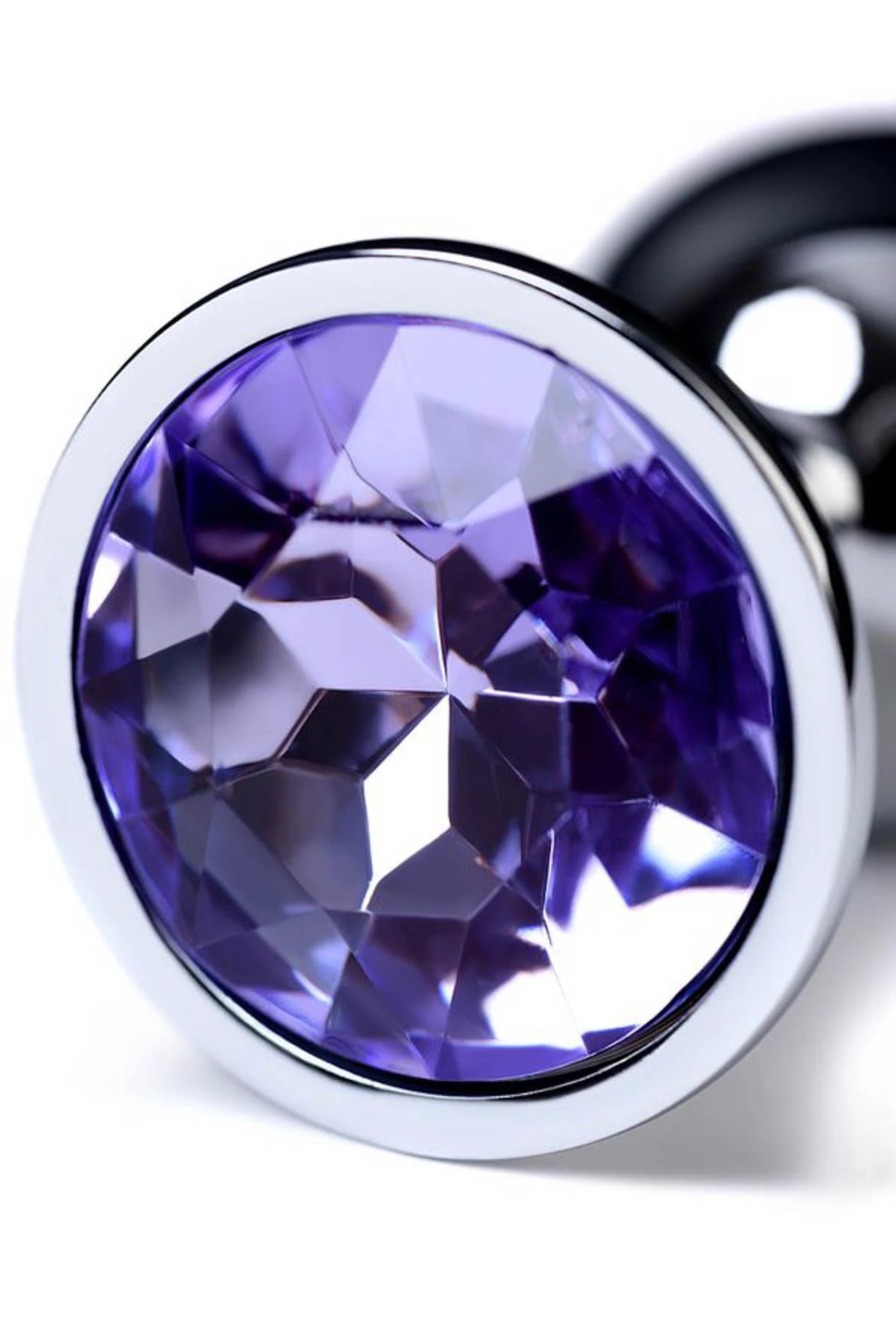 Silver anal plug with gem, blue